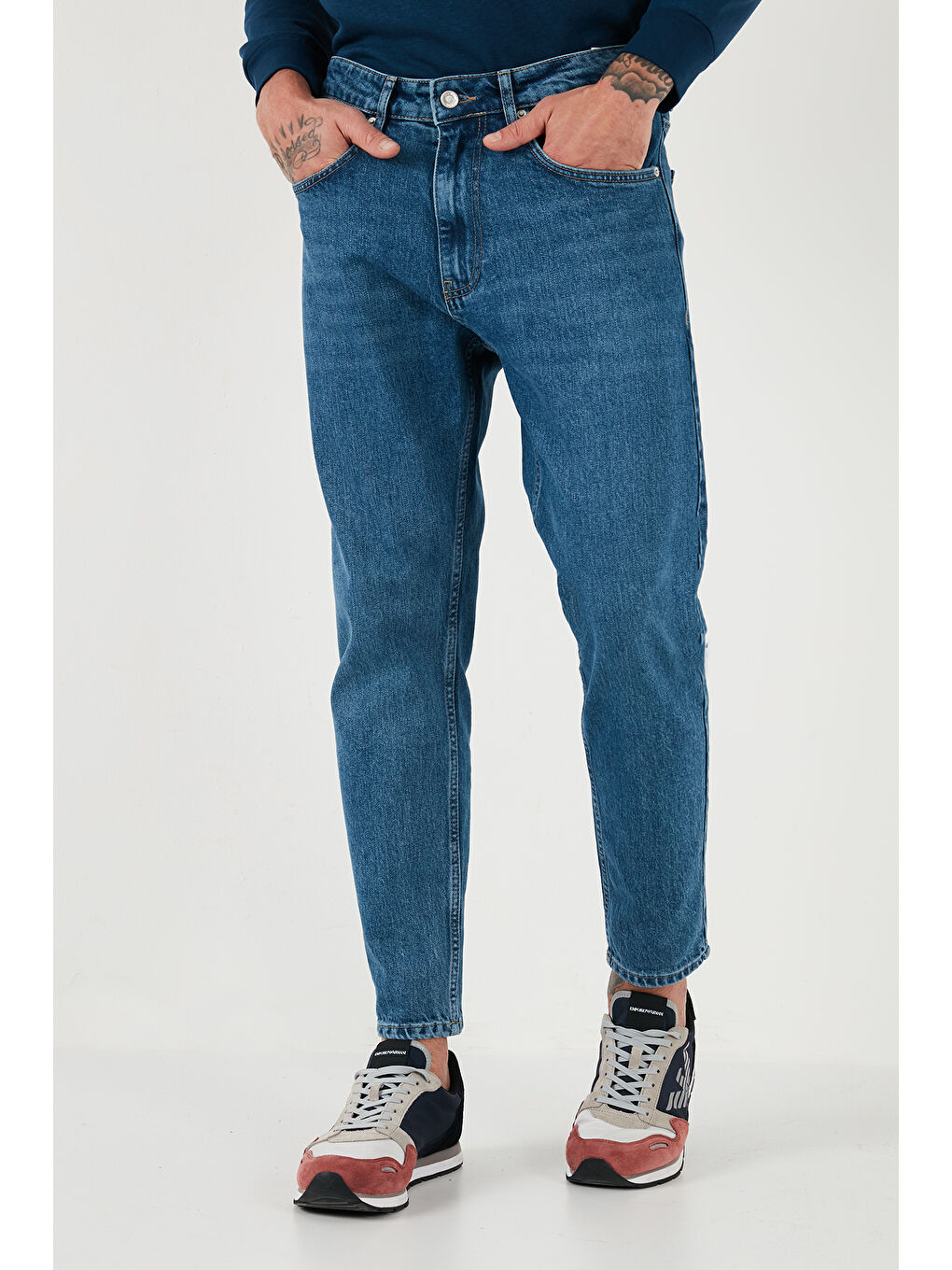 Buratti Mavi Streç Pamuklu Slim Fit Normal Bel Boru Paça Erkek Jeans 5900S281MILANO - 3