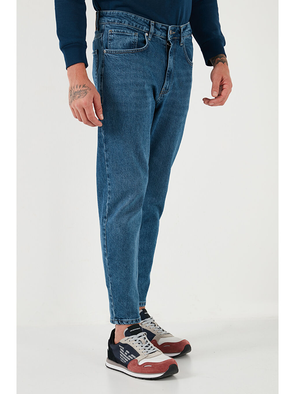 Buratti Mavi Streç Pamuklu Slim Fit Normal Bel Boru Paça Erkek Jeans 5900S281MILANO - 4