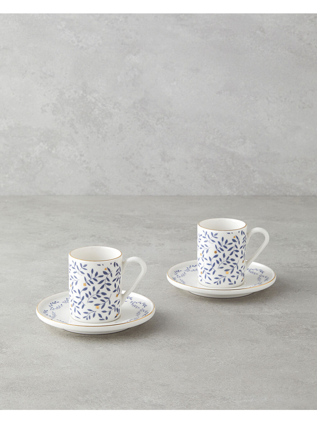 Sarı Elyra Bone Porselen 4 Parça 2 Kişilik Kahve Fincan Takımı 90 ml Mavi Gold