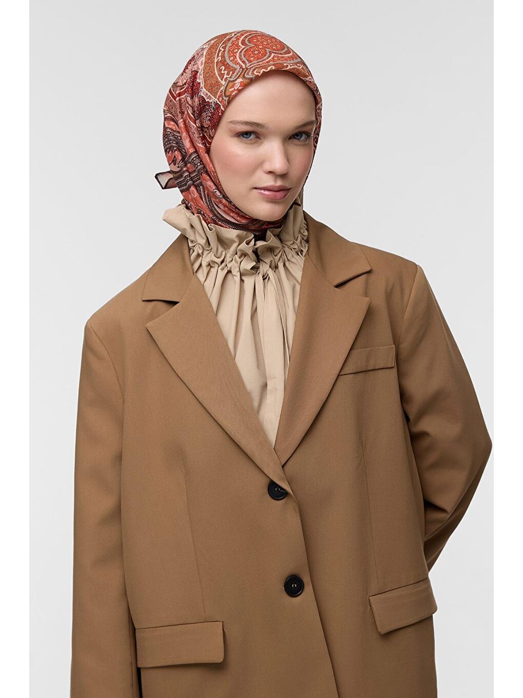 Kırmızı Desenli Pamuk Eşarp Winter Sun-1