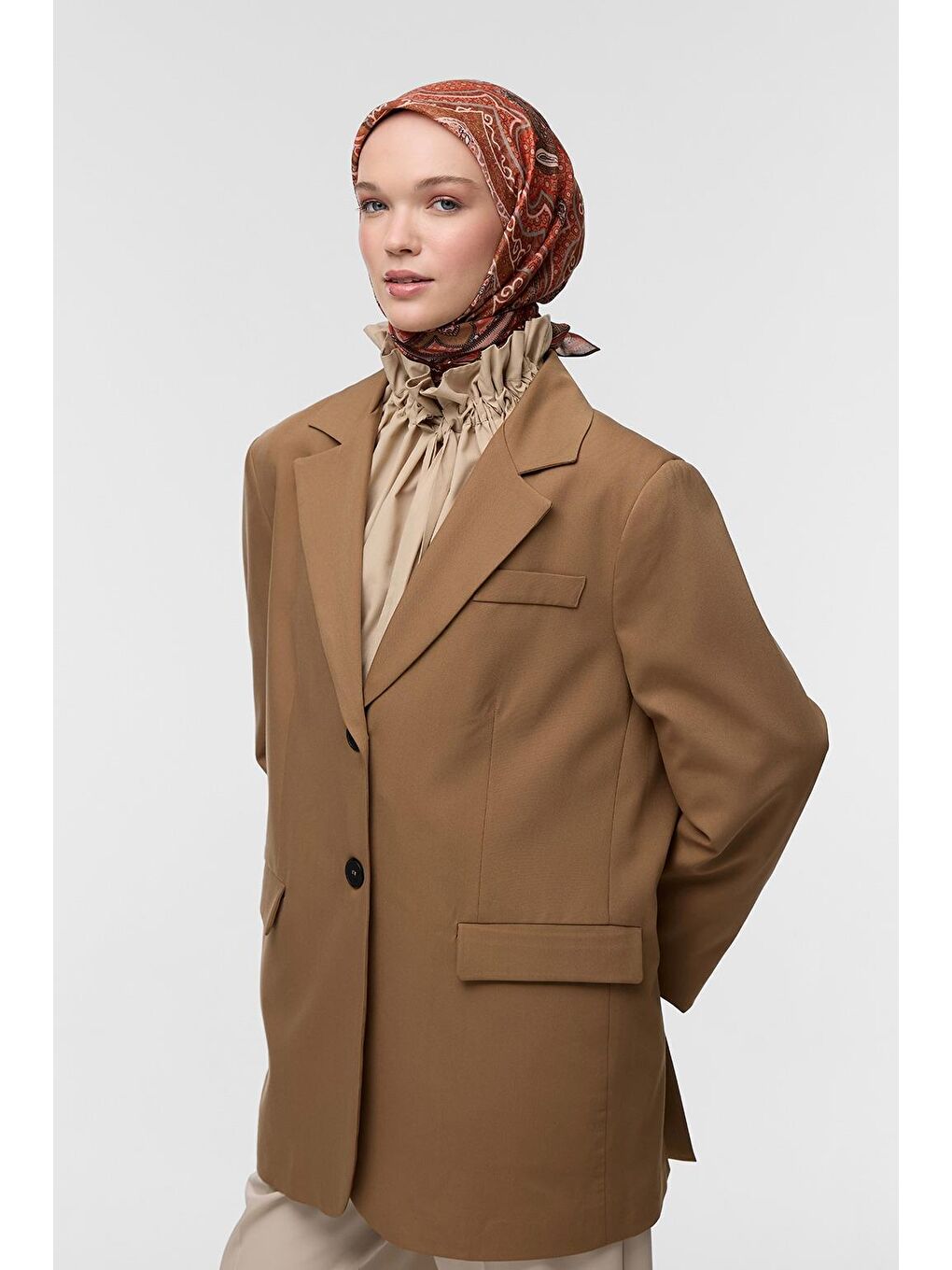 Kırmızı Desenli Pamuk Eşarp Winter Sun-3