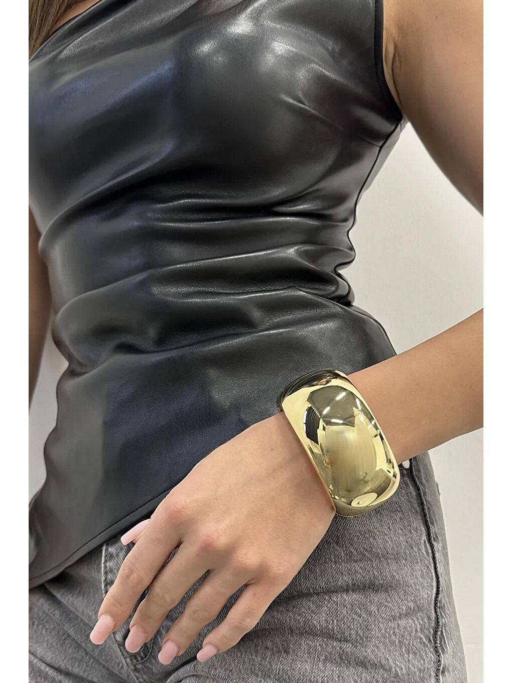 Sarı Altın Kaplama Kalın Cuff Kelepçe Bilezik-1