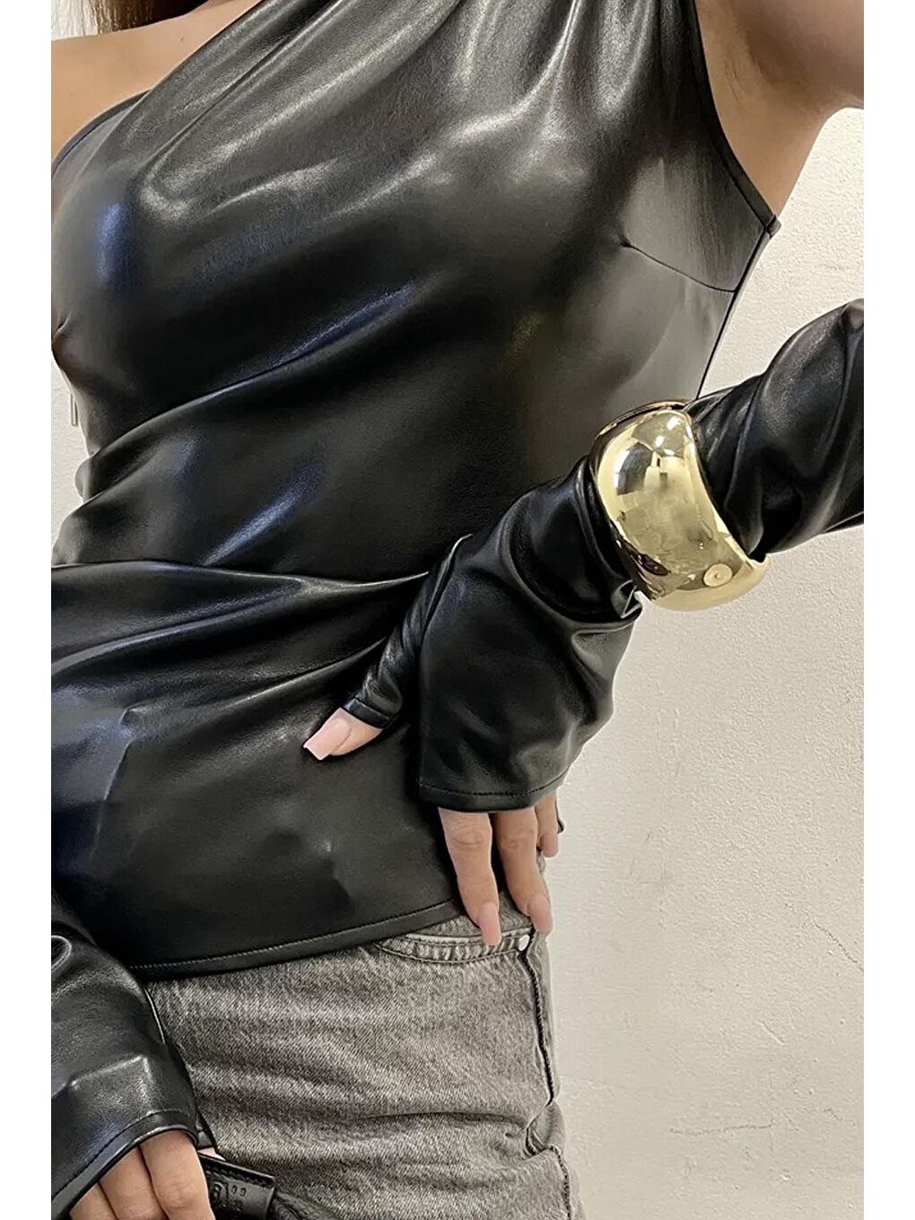 Sarı Altın Kaplama Kalın Cuff Kelepçe Bilezik-2