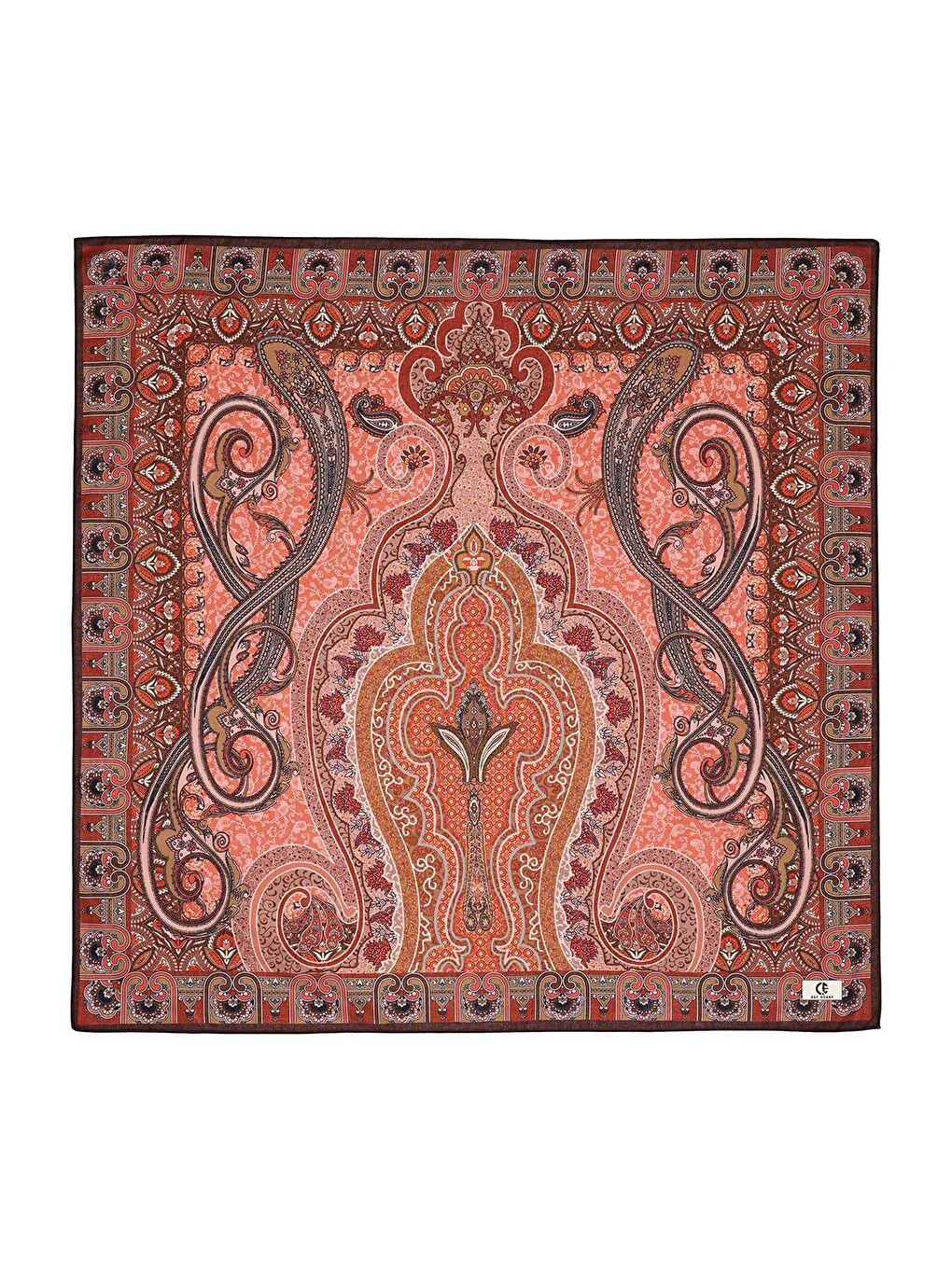 Kırmızı Desenli Pamuk Eşarp Winter Sun-7