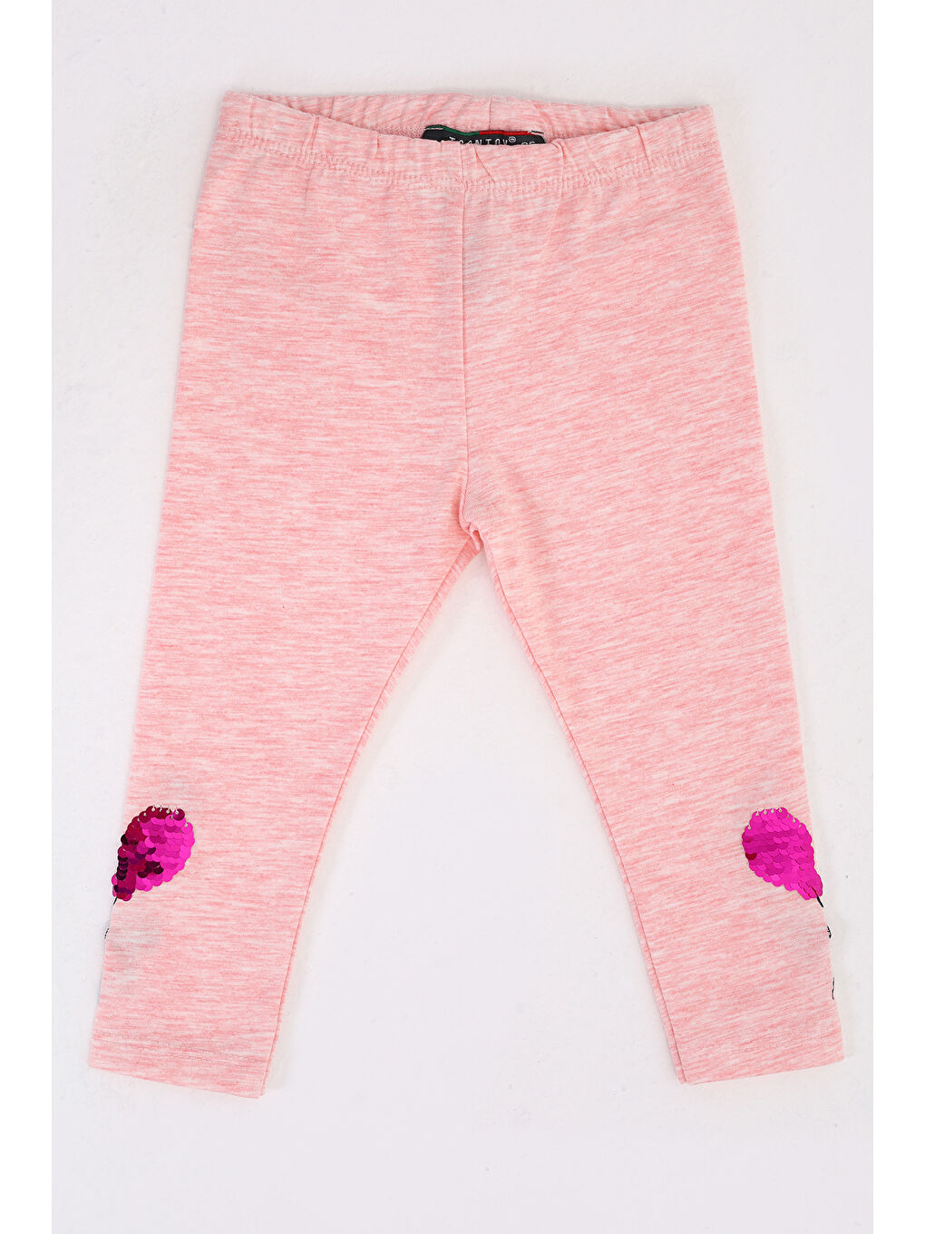 Pembe Kız Çocuk Paçası Çevirmeli Pullu Tayt-4