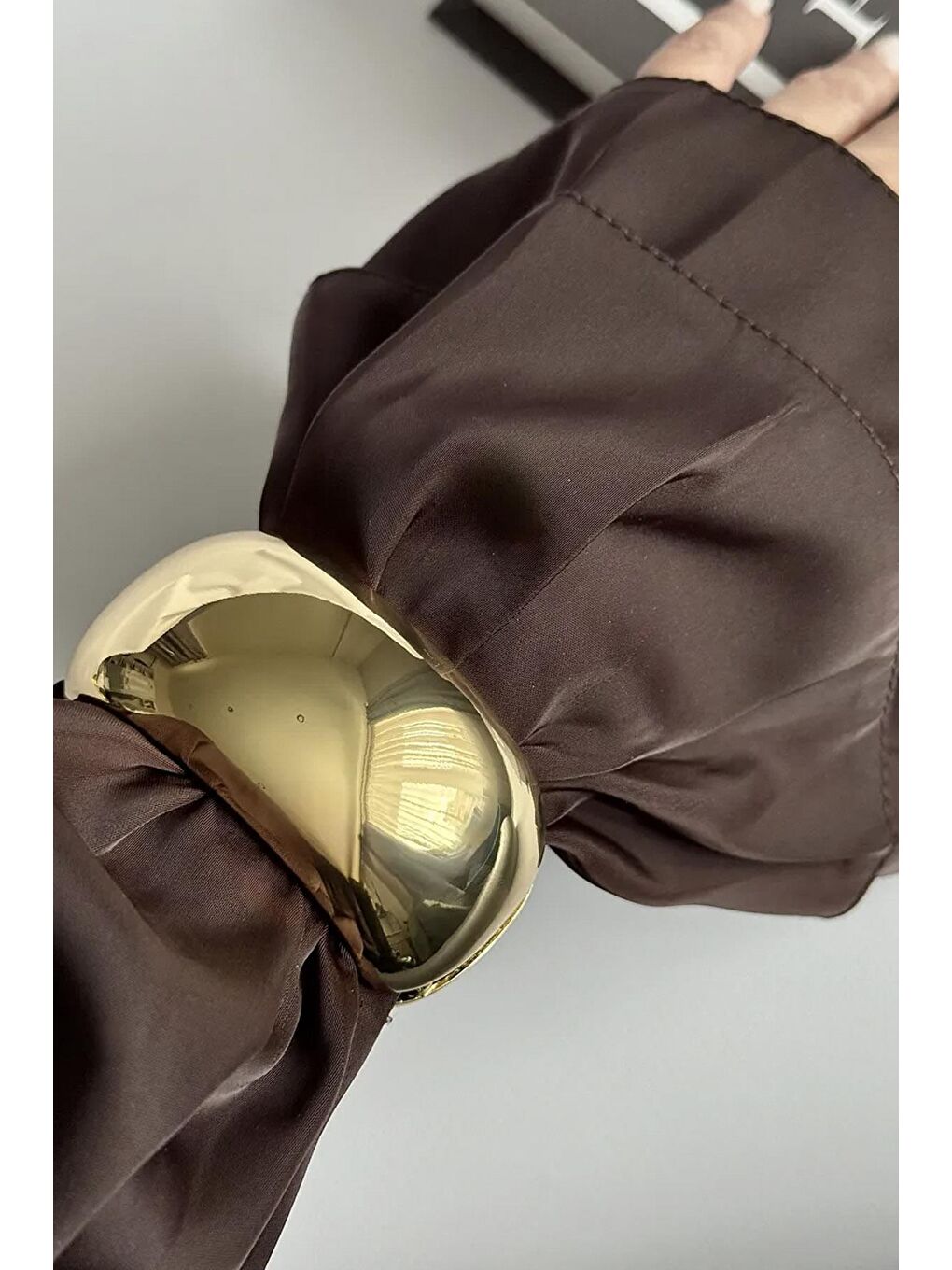 Sarı Altın Kaplama Kalın Cuff Kelepçe Bilezik-4