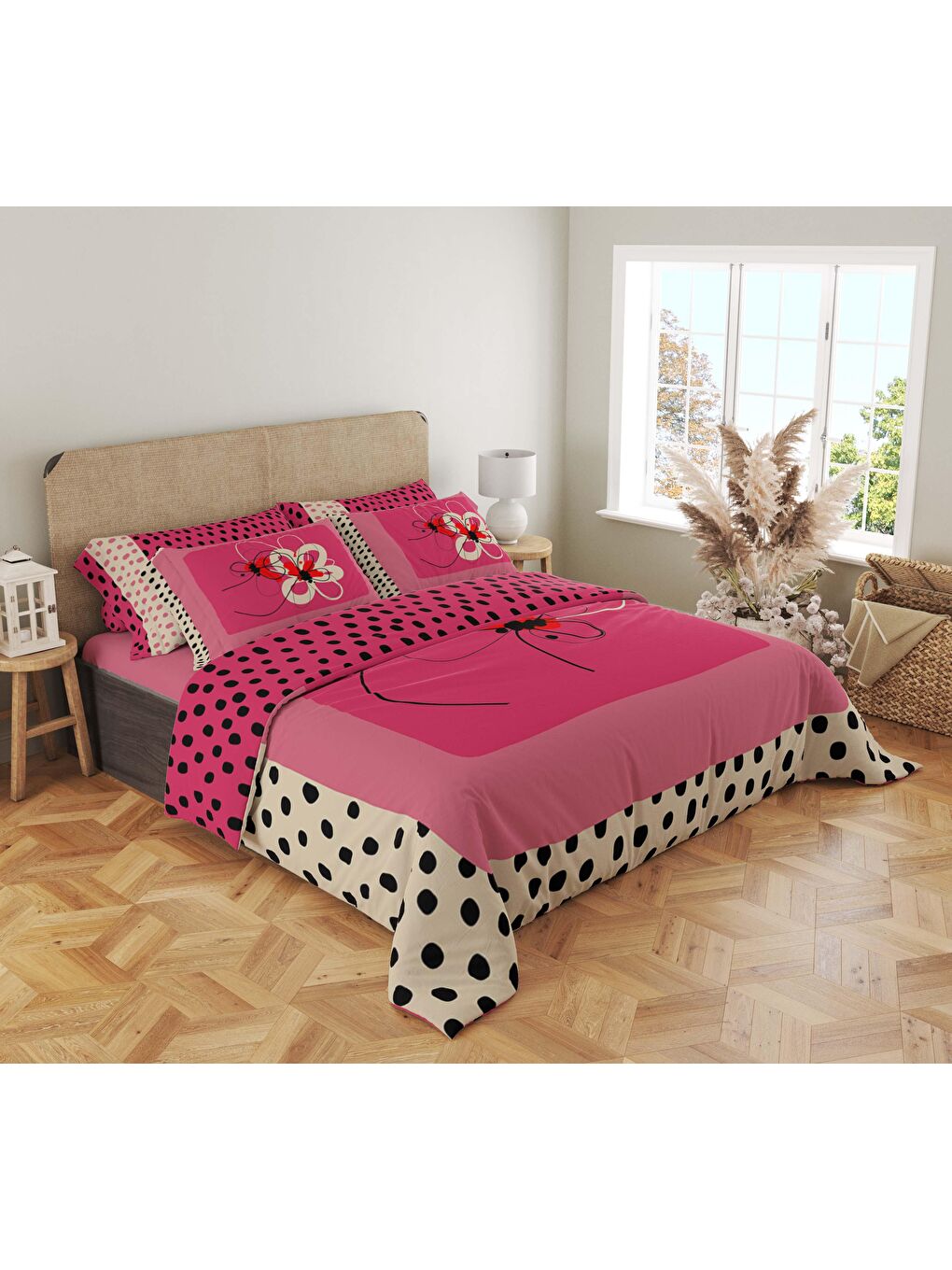 Karışık Baskılı,Desenli Çift Kişilik Nevresim Takımı (ÇARŞAFSIZ) 200x220 cm-1