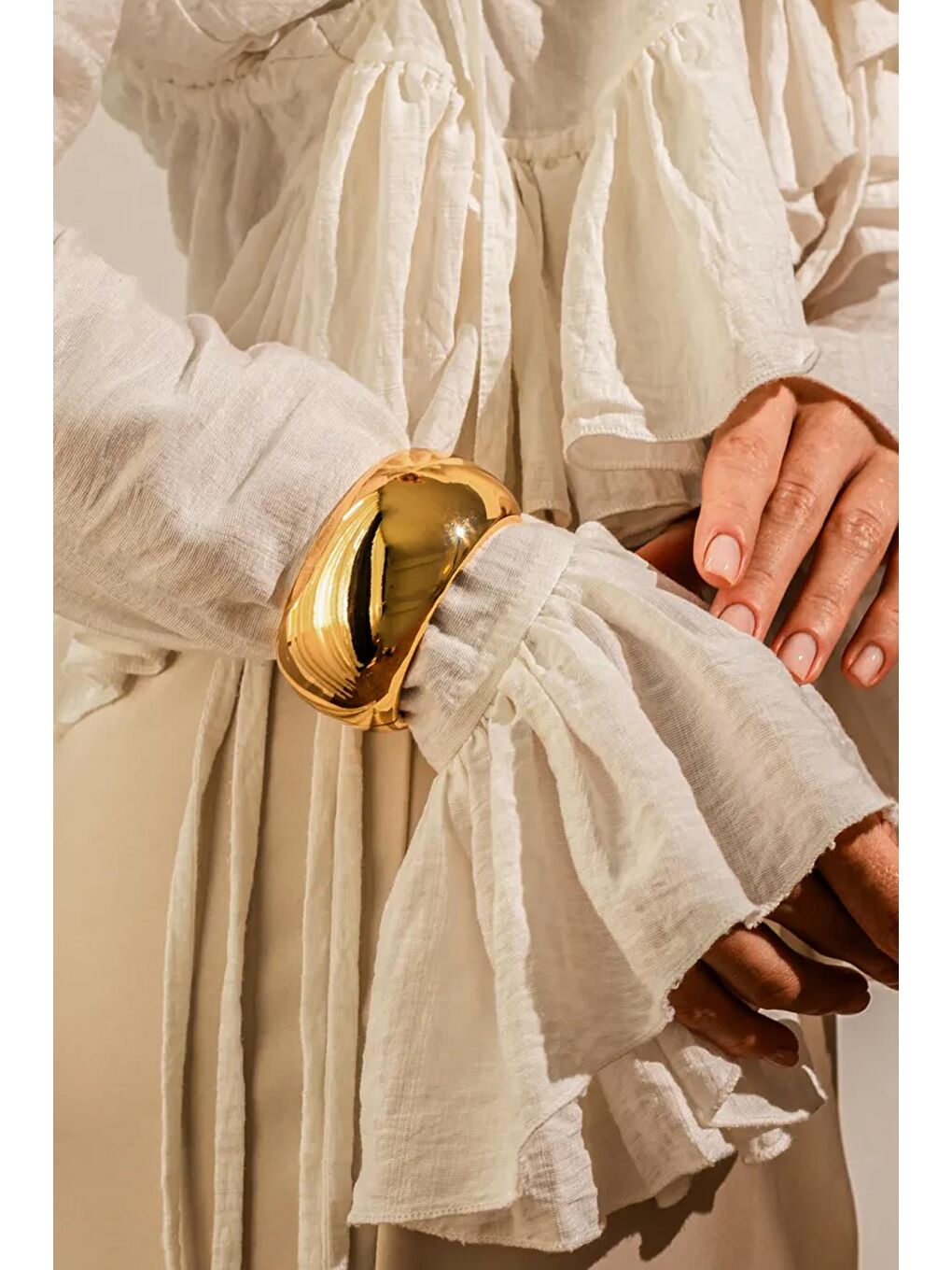 Sarı Altın Kaplama Kalın Cuff Kelepçe Bilezik-7