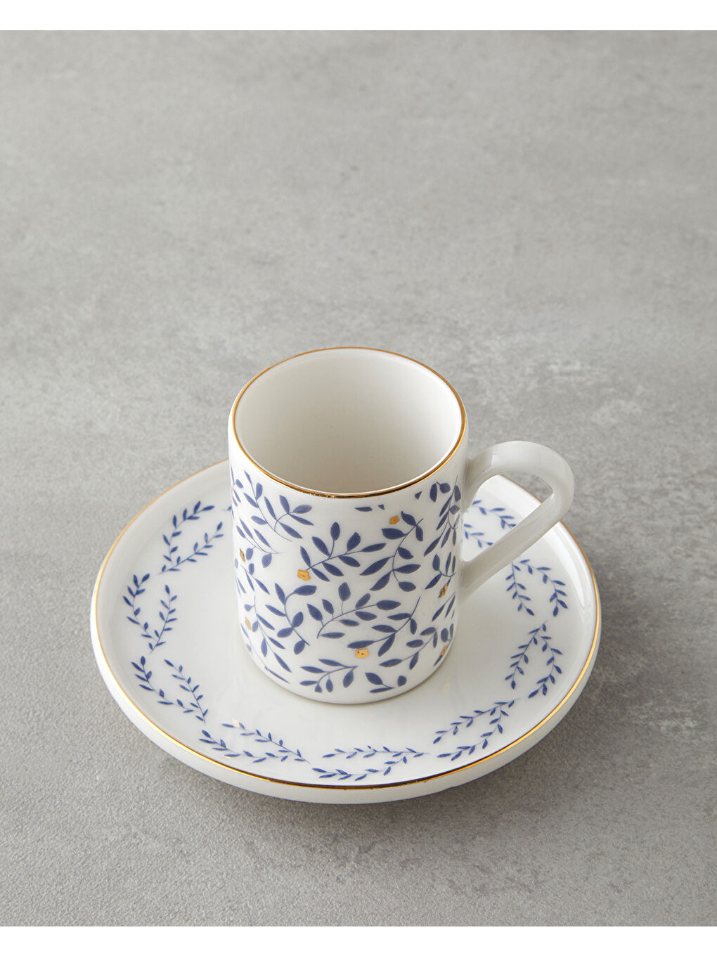 Sarı Elyra Bone Porselen 4 Parça 2 Kişilik Kahve Fincan Takımı 90 ml Mavi Gold-2