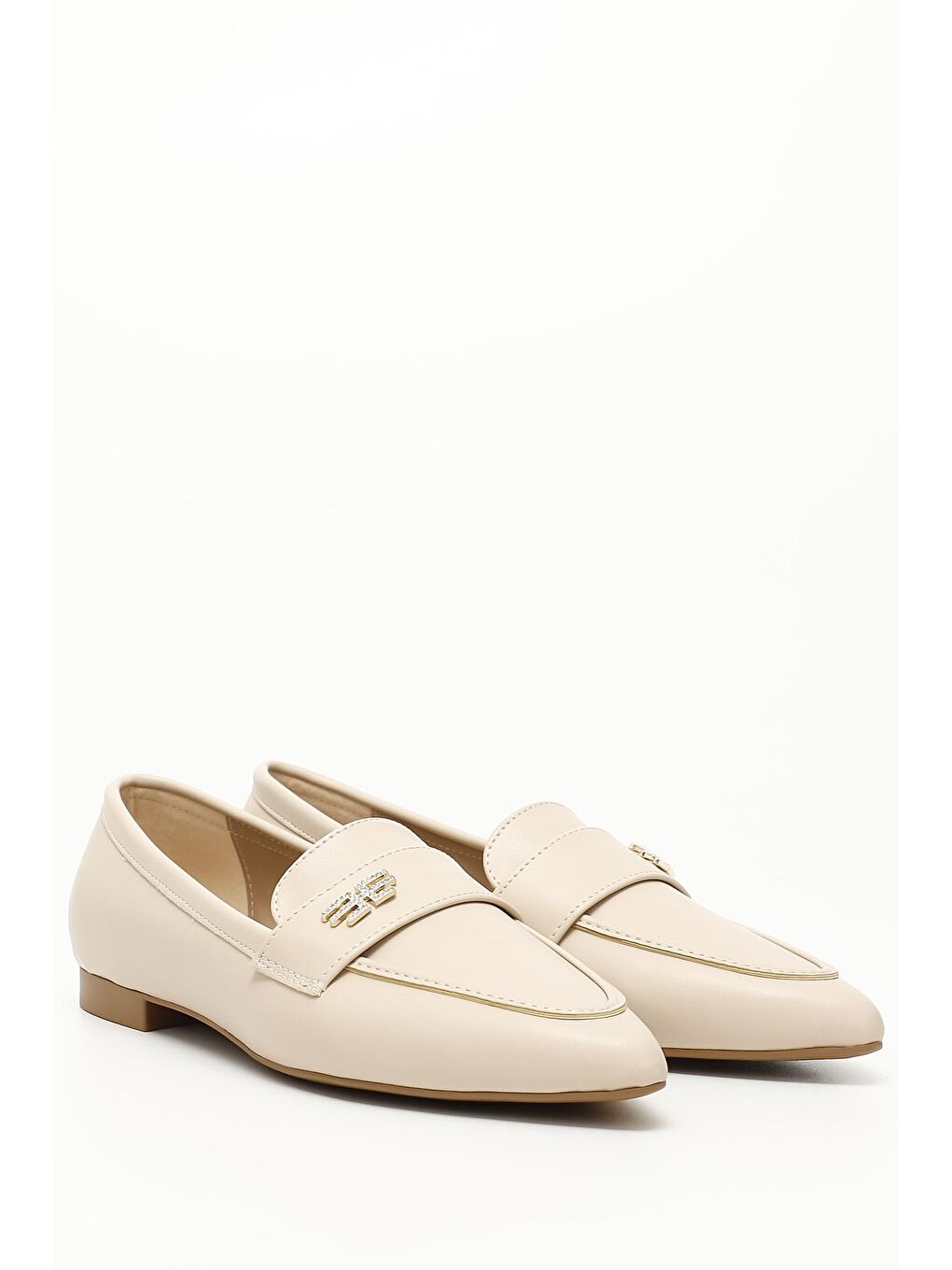 Bej TEN  Sivri Burun Kısa Kalın Topuklu Kadın Babet 35372-1