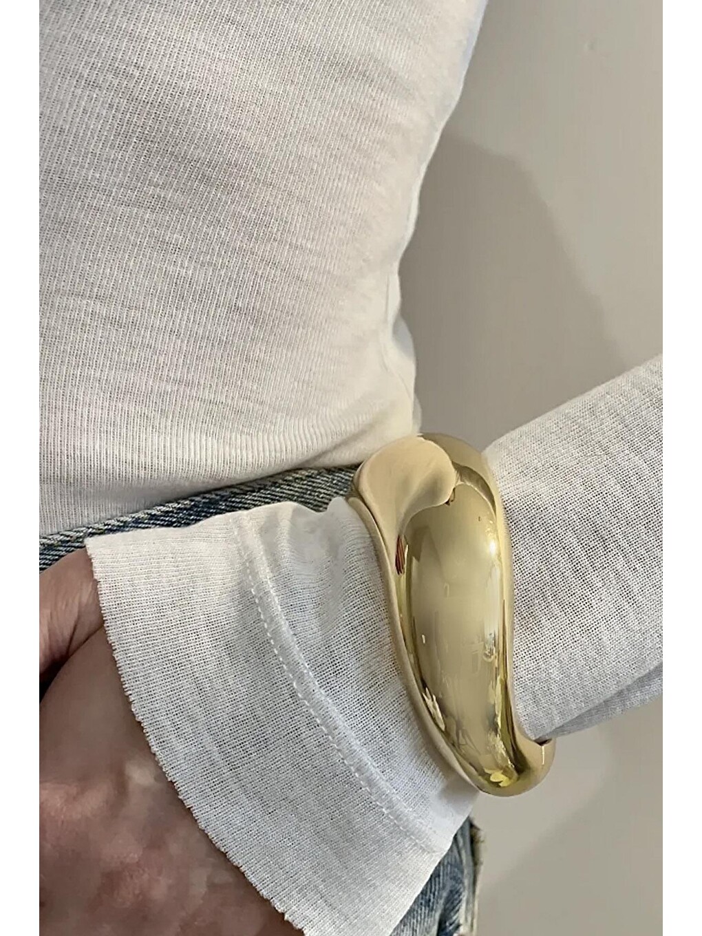 Kahverengi Altın Kaplama Kalın Cuff Kelepçe Bilezik