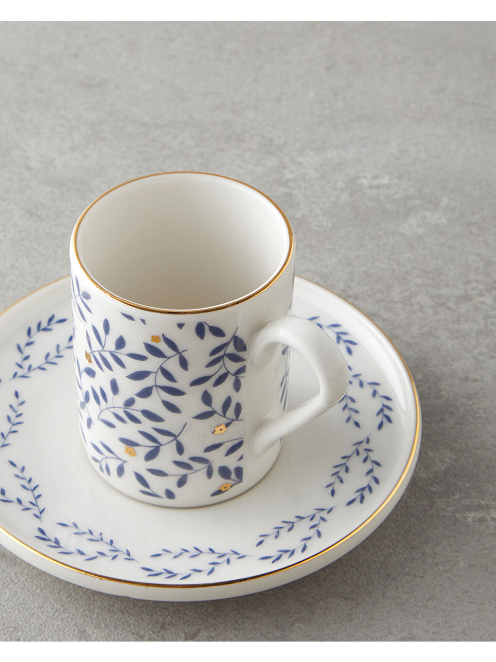 Sarı Elyra Bone Porselen 4 Parça 2 Kişilik Kahve Fincan Takımı 90 ml Mavi Gold-3