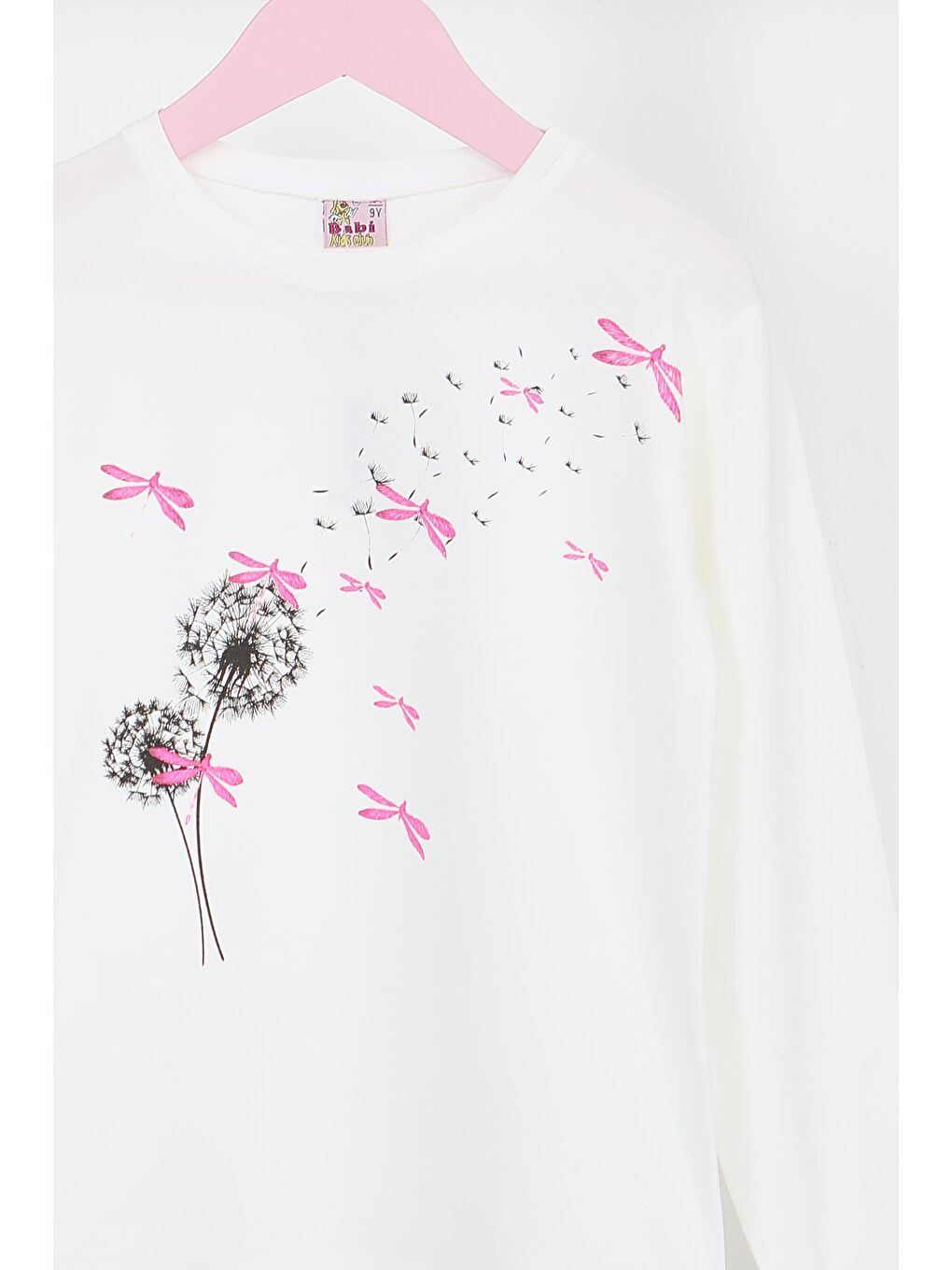 Kız Çocuk Beyaz Uzun Kollu Baskılı Penye Badi - 27690-1