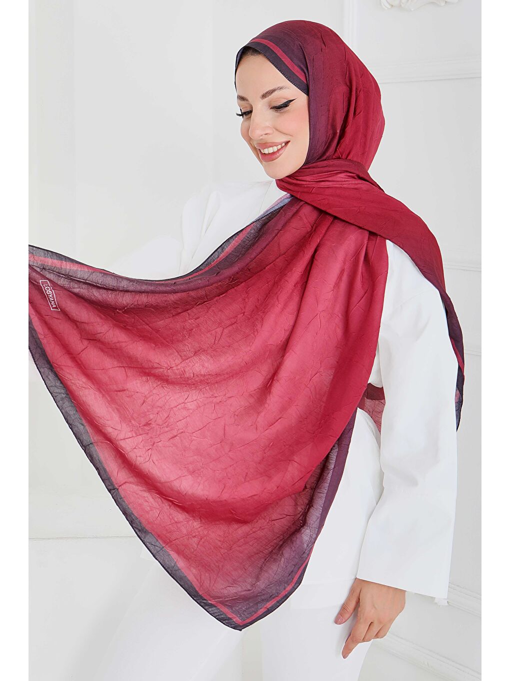 Soft Degrade Bambu Crash Şal Bordo - 27915-BORDO-1