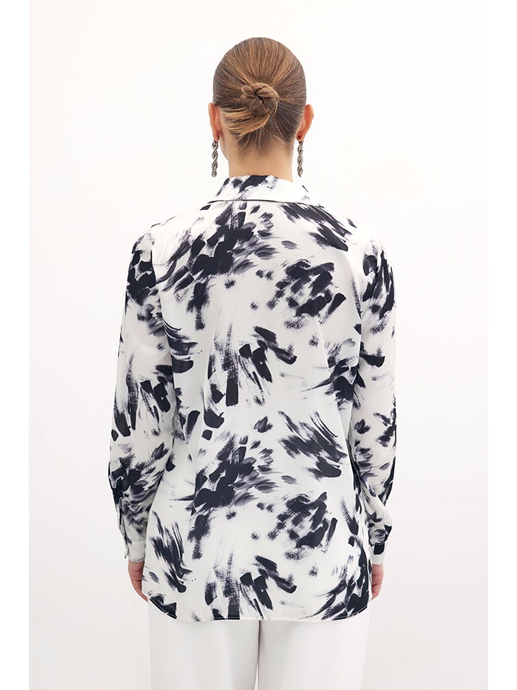 Desenli Klasik Gömlek - Siyah-6