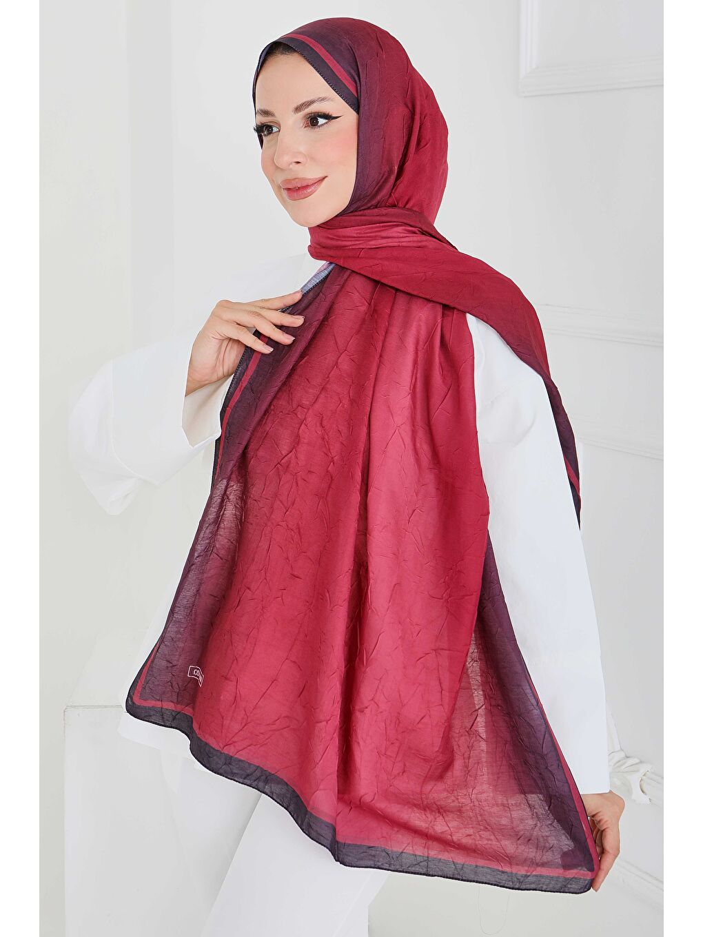 Soft Degrade Bambu Crash Şal Bordo - 27915-BORDO-2