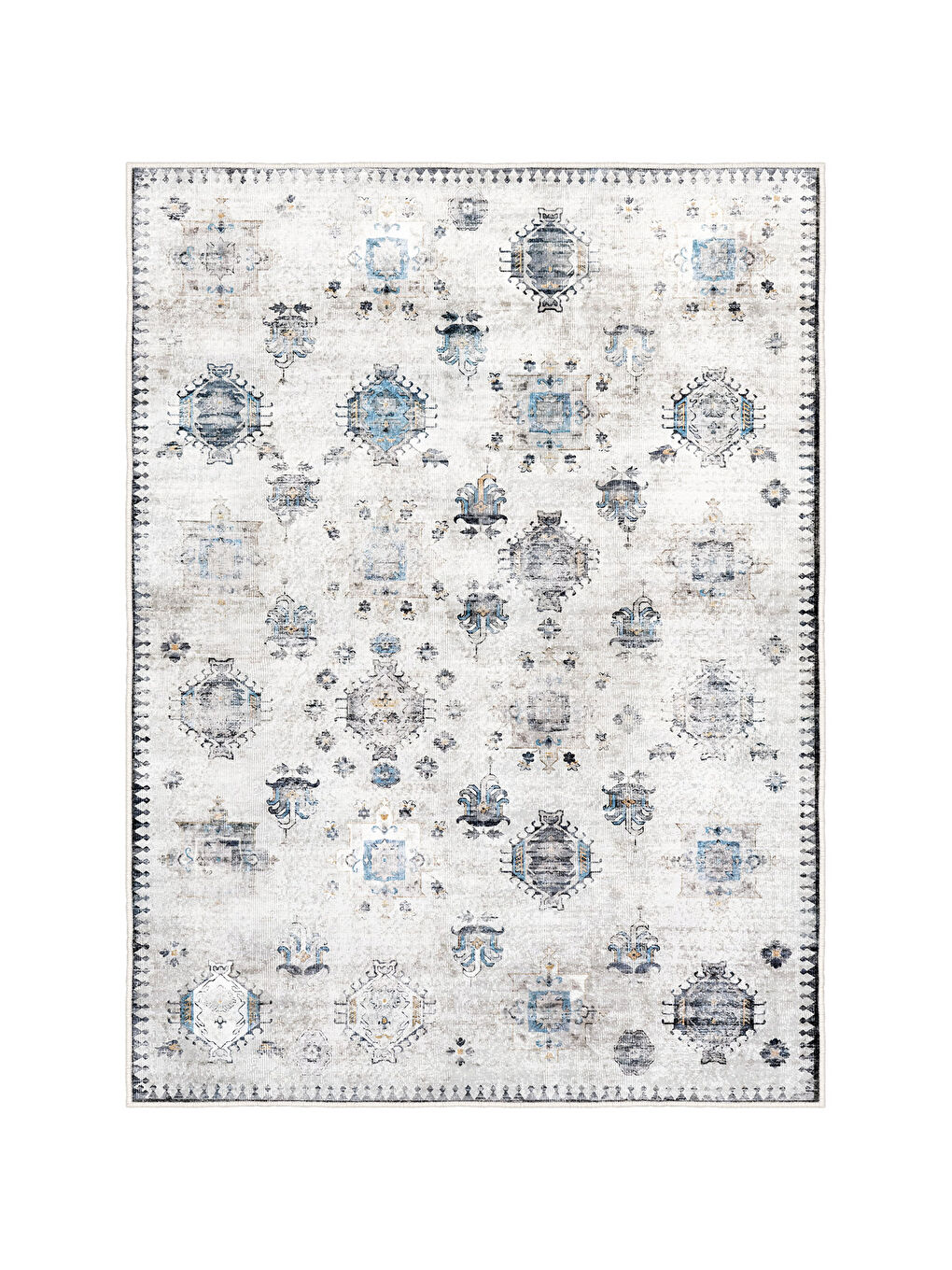 Beyaz Dekoratif Özel Tasarım Yıkanabilir İnce Kaymaz Tabanlı Modern Halı KECE FR36