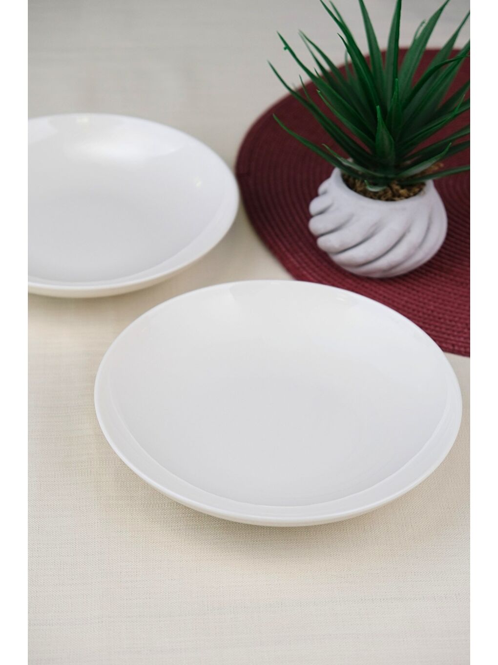 Ekru Porselen Chic Çukur Tabak 19,50cm 550cc 2 Lİ-2