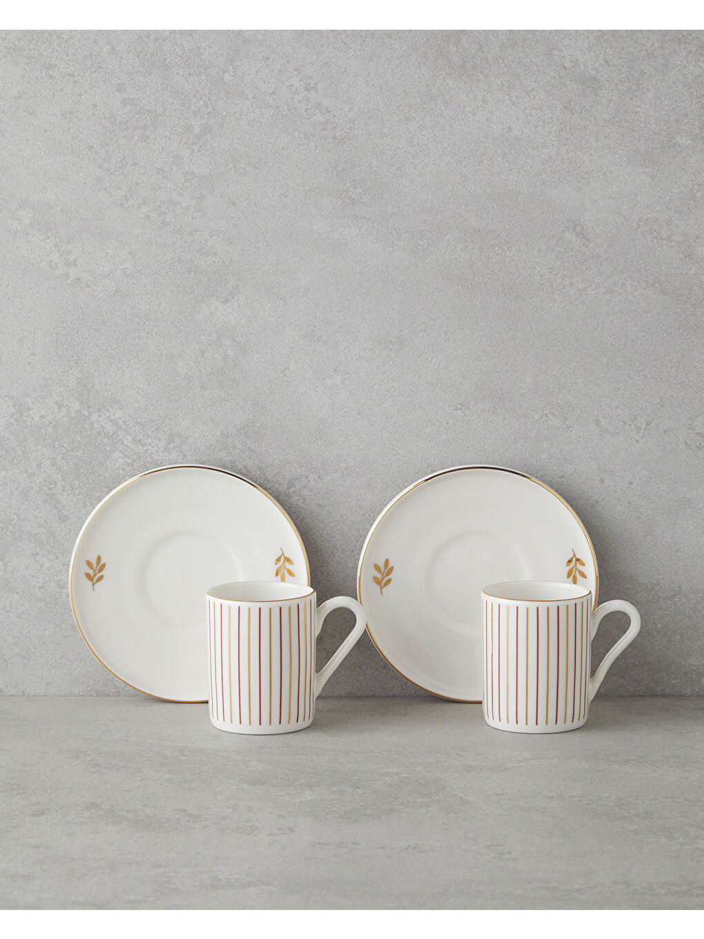 Avelia Bone Porselen 4 Parça 2 Kişilik Kahve Fincan Takımı 90 ml Pembe - Gold-1