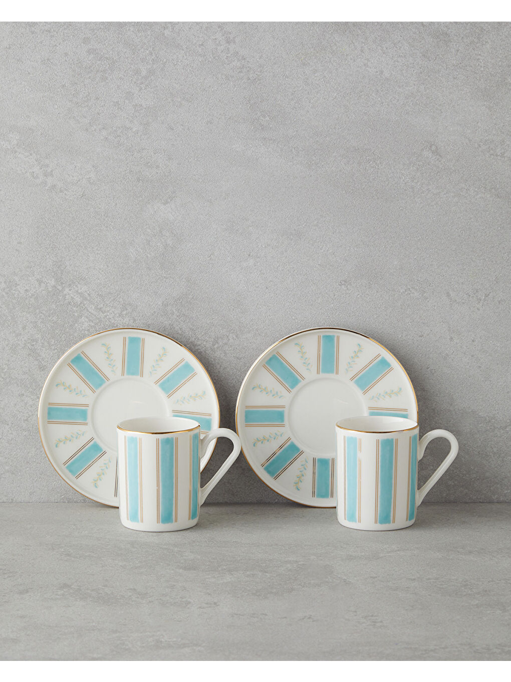 Sarı Serenade Bone Porselen 4 Parça 2 Kişilik Kahve Fincan Takımı 90 ml Mavi Gold-1