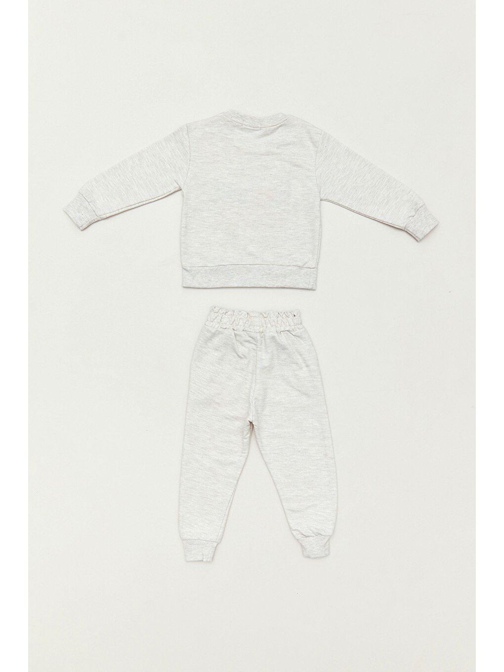 Bej Nakışlı Bisiklet Yaka Kız Çocuk Takım-1