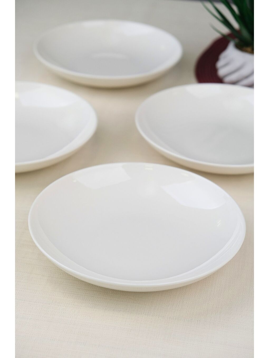 Ekru Porselen Chic Çukur Tabak 19,50cm 550cc 4 LÜ-2