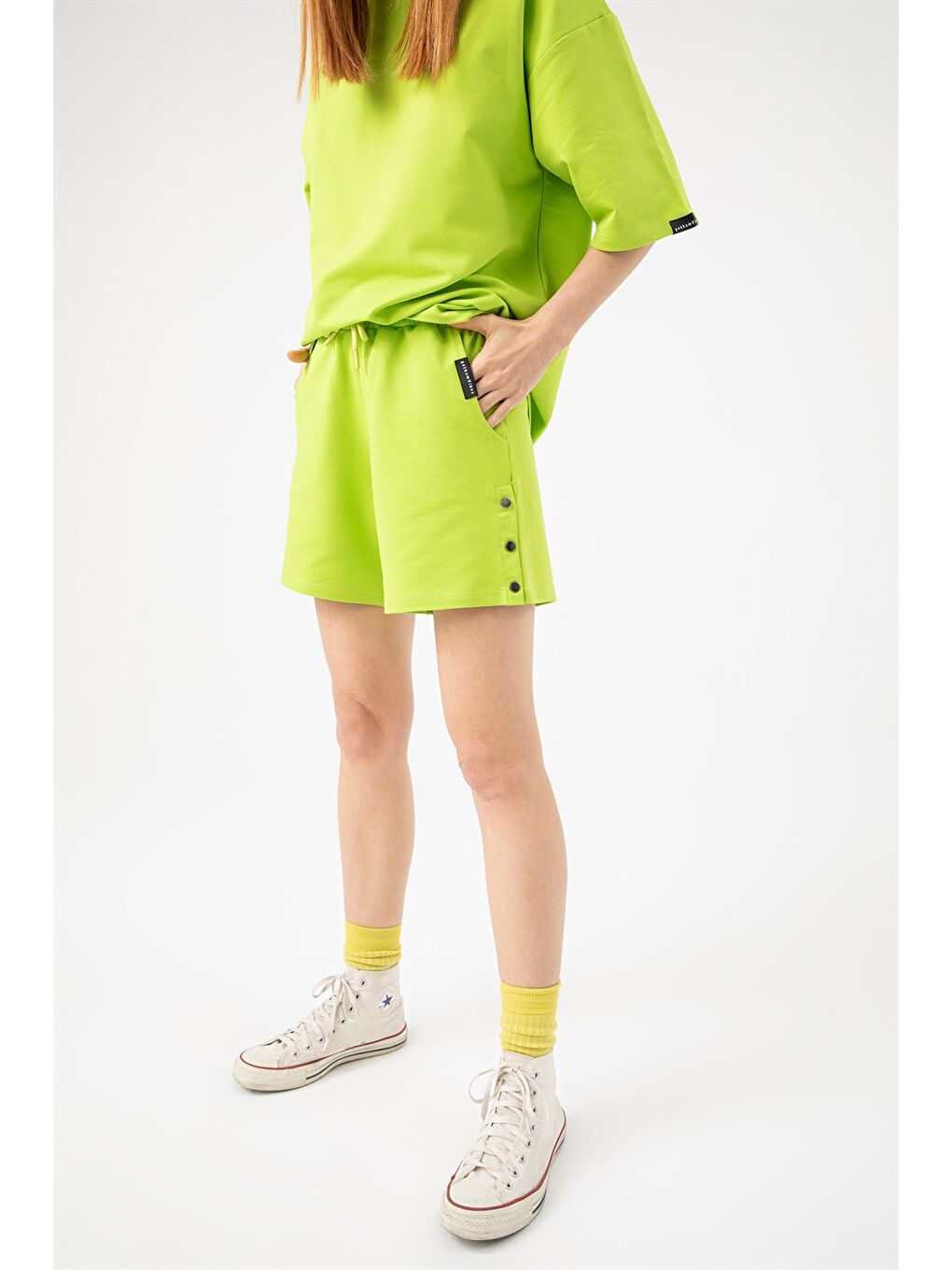 Kadın Base Bang Lime Yeşili Şort-4