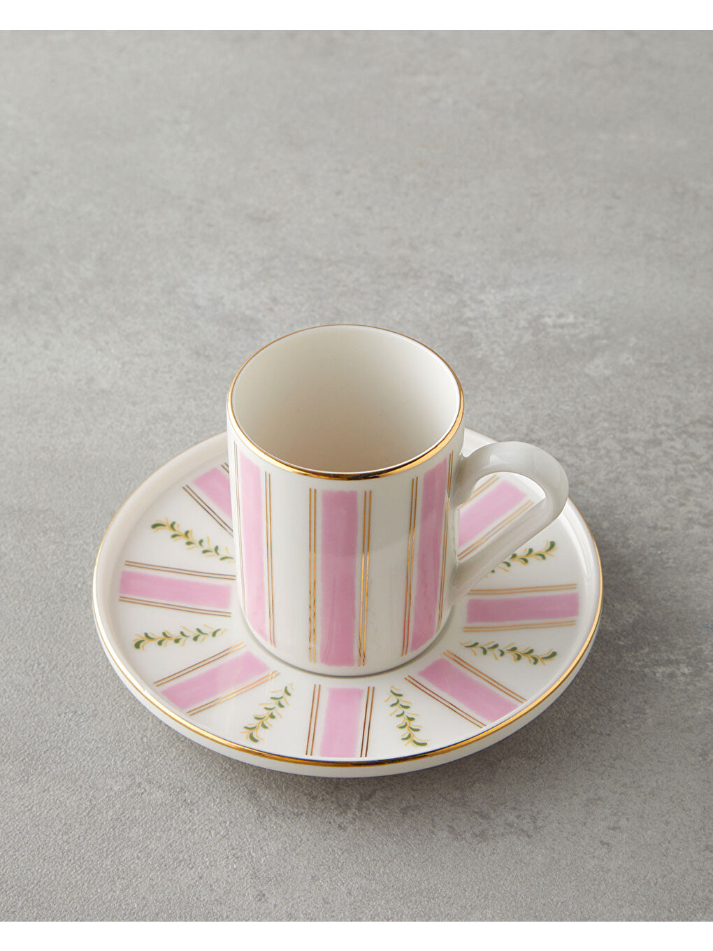 Serenade Bone Porselen 4 Parça 2 Kişilik Kahve Fincan Takımı 90 ml Pembe - Gold-2