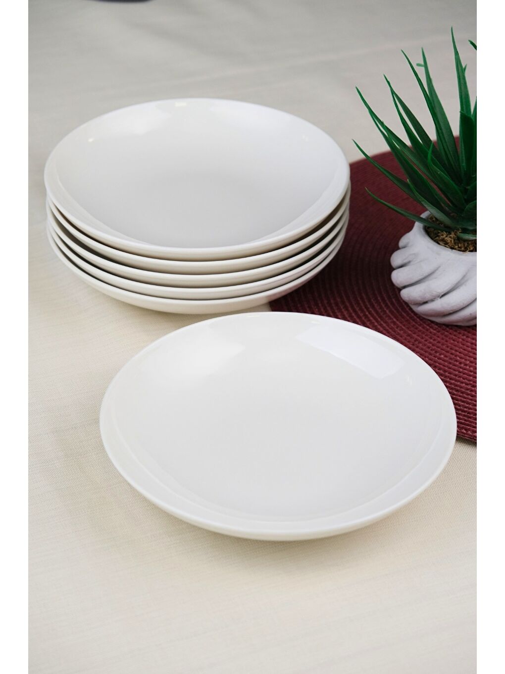 Ekru Porselen Chic Çukur Tabak 19,50cm 550cc 6 LI-2