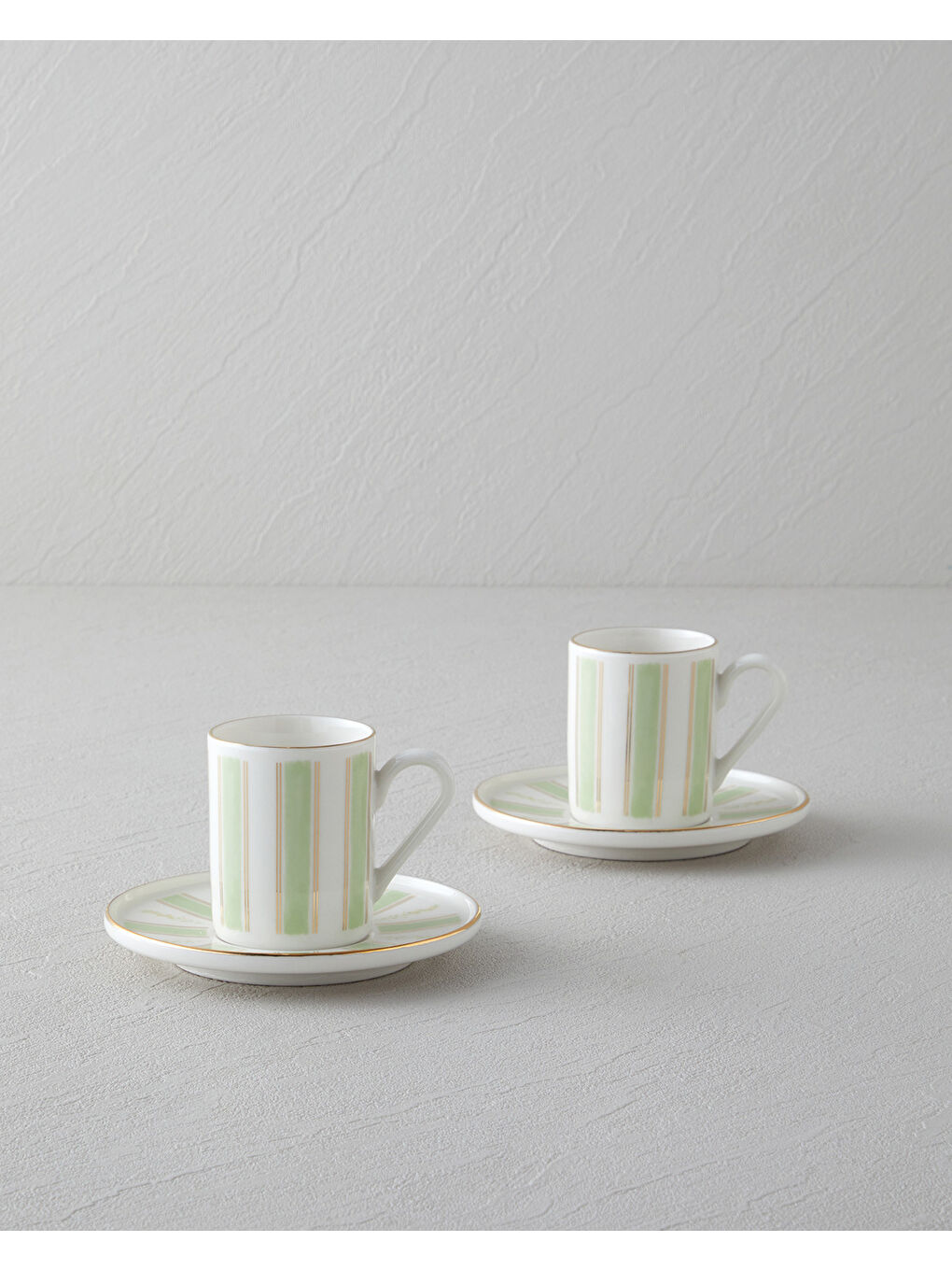 Mor Serenade Bone Porselen 4 Parça 2 Kişilik Kahve Fincan Takımı 90 ml Yeşil-Gold