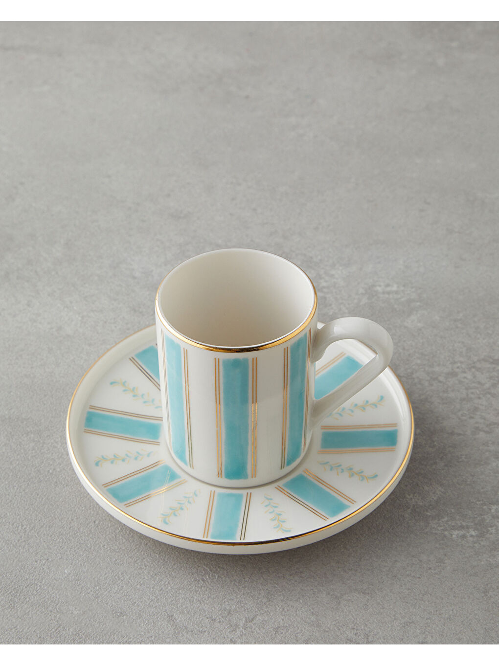 Sarı Serenade Bone Porselen 4 Parça 2 Kişilik Kahve Fincan Takımı 90 ml Mavi Gold-2