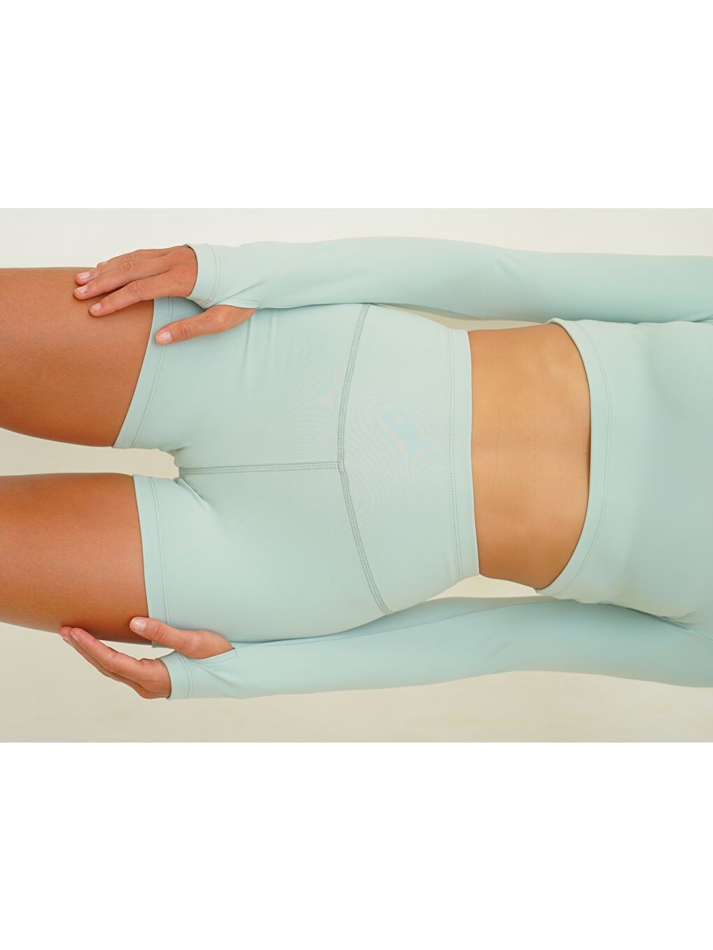 Yeşil Samadhi Uzun Kollu Spor Mint Crop-3