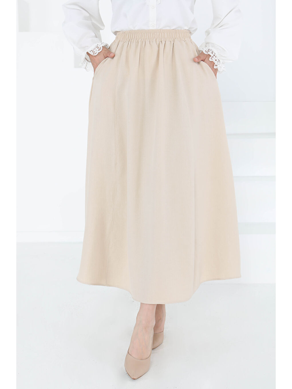 Ekru Cepli Etek Krem - 27260-5