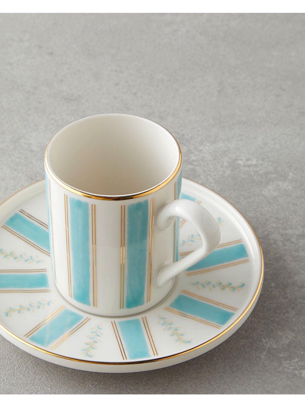 Sarı Serenade Bone Porselen 4 Parça 2 Kişilik Kahve Fincan Takımı 90 ml Mavi Gold-3