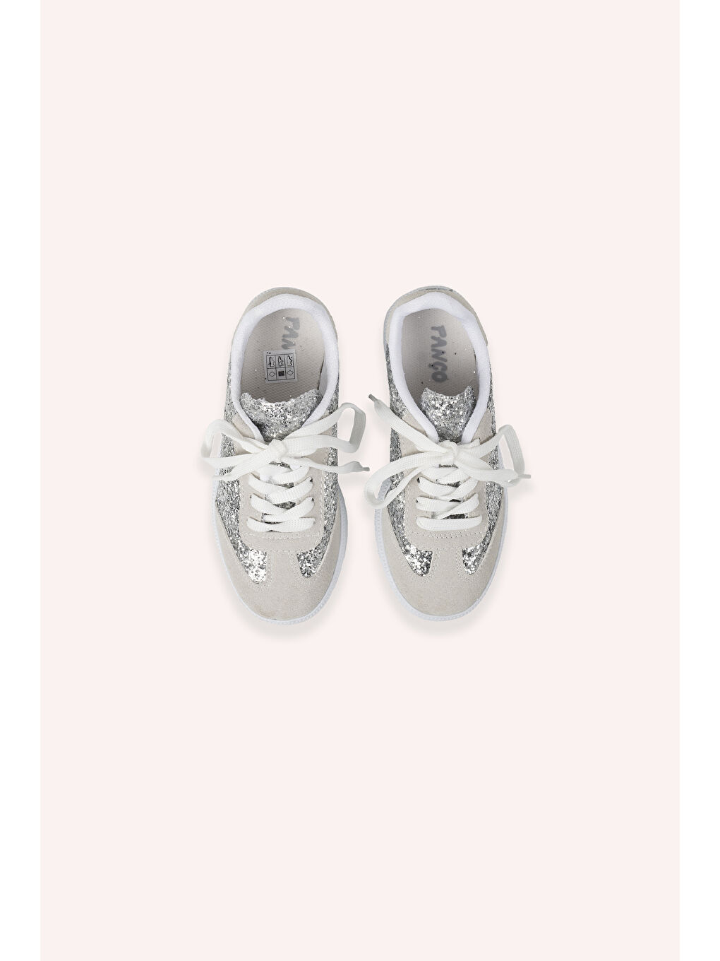 Gri Kız Çocuk Bağcıklı Simli Gümüş Sneaker-2