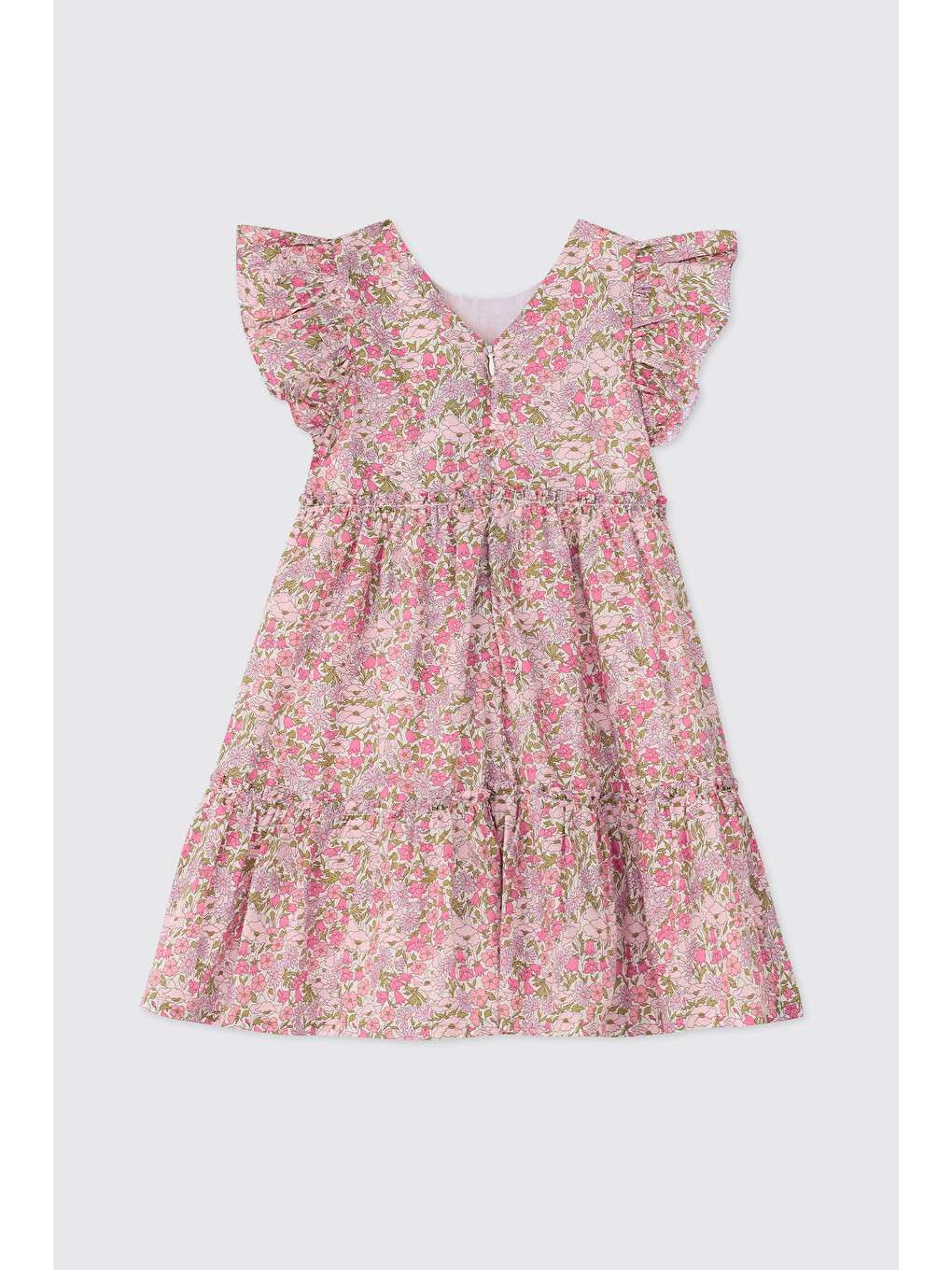 Liberty Kumaş Kız Bebek Pembe Elbise-1