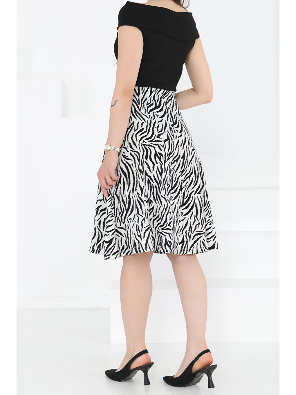 Desenli Mini Boy Etek Beyaz - 27236-4