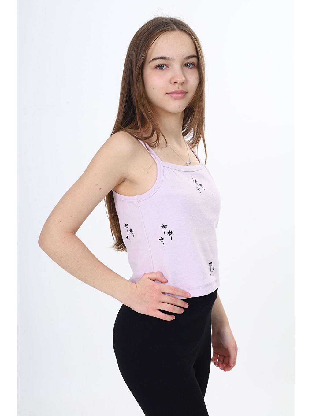 Lila Kız Çocuk Baskılı Atlet-1