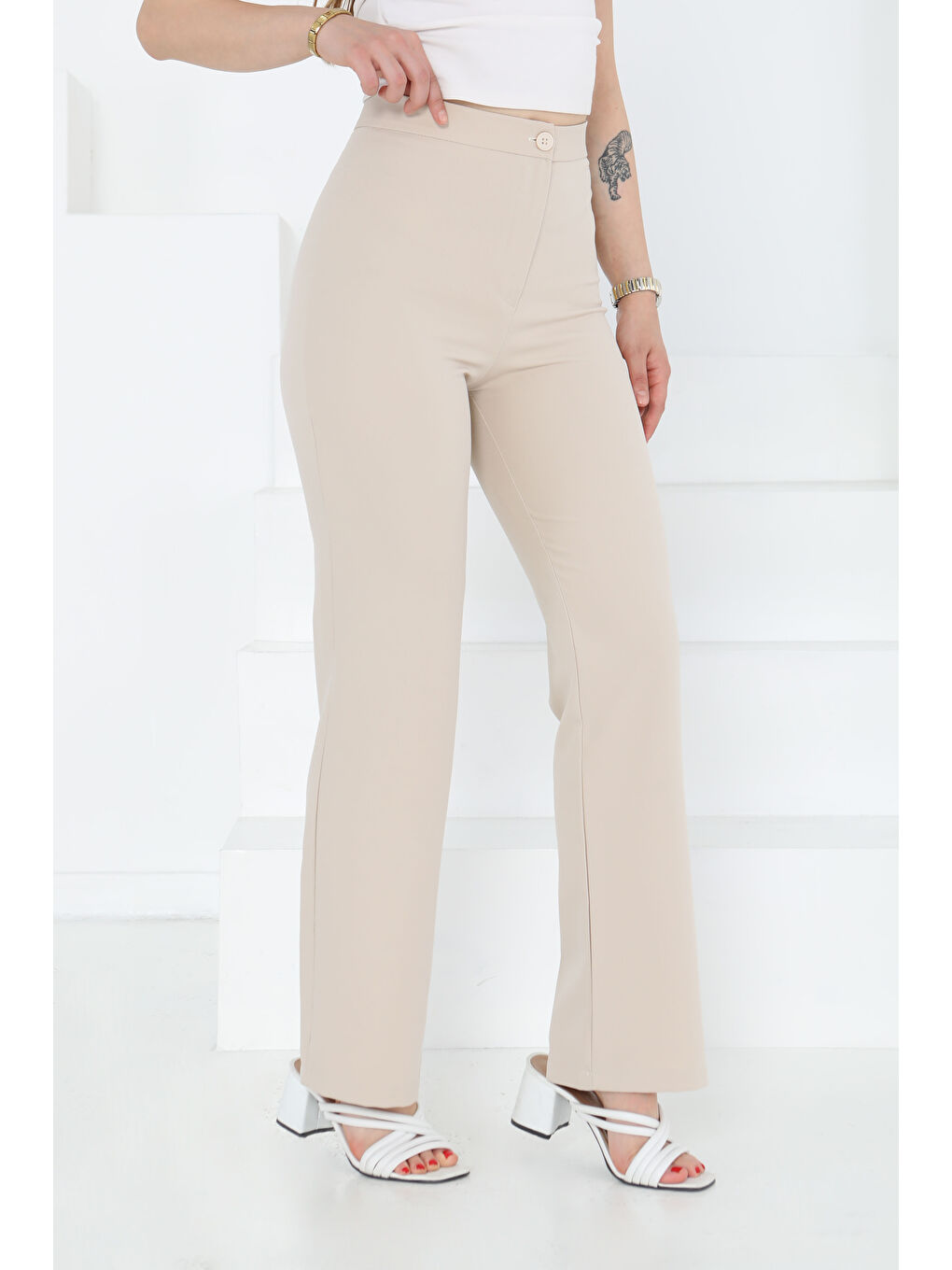 Kumaş Pantolon Bej - 27246-2