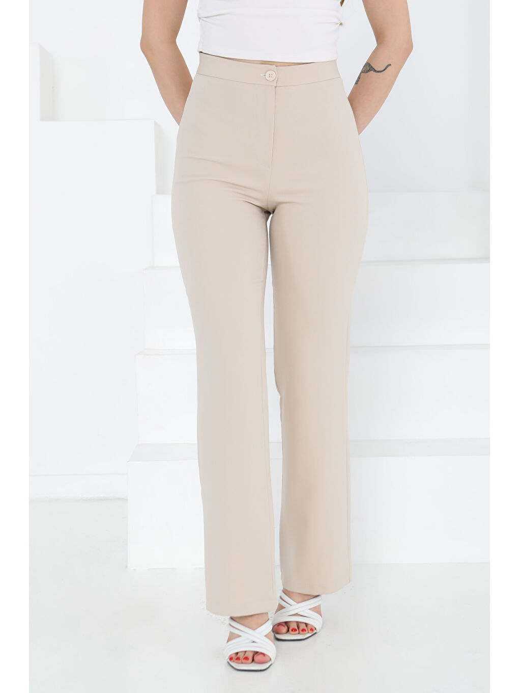 Kumaş Pantolon Bej - 27246-4