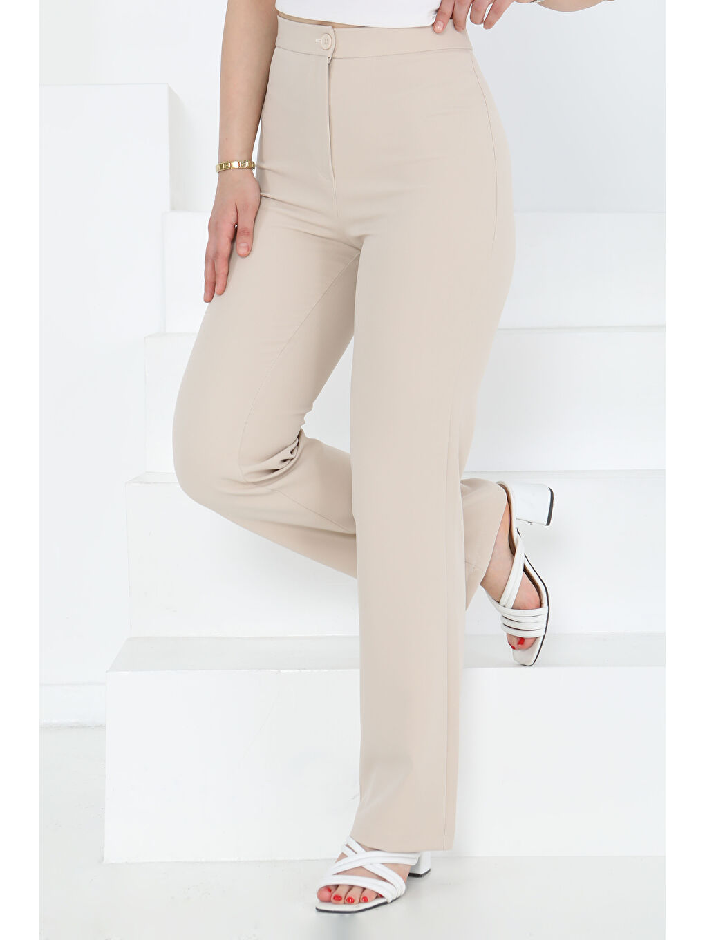 Kumaş Pantolon Bej - 27246-5