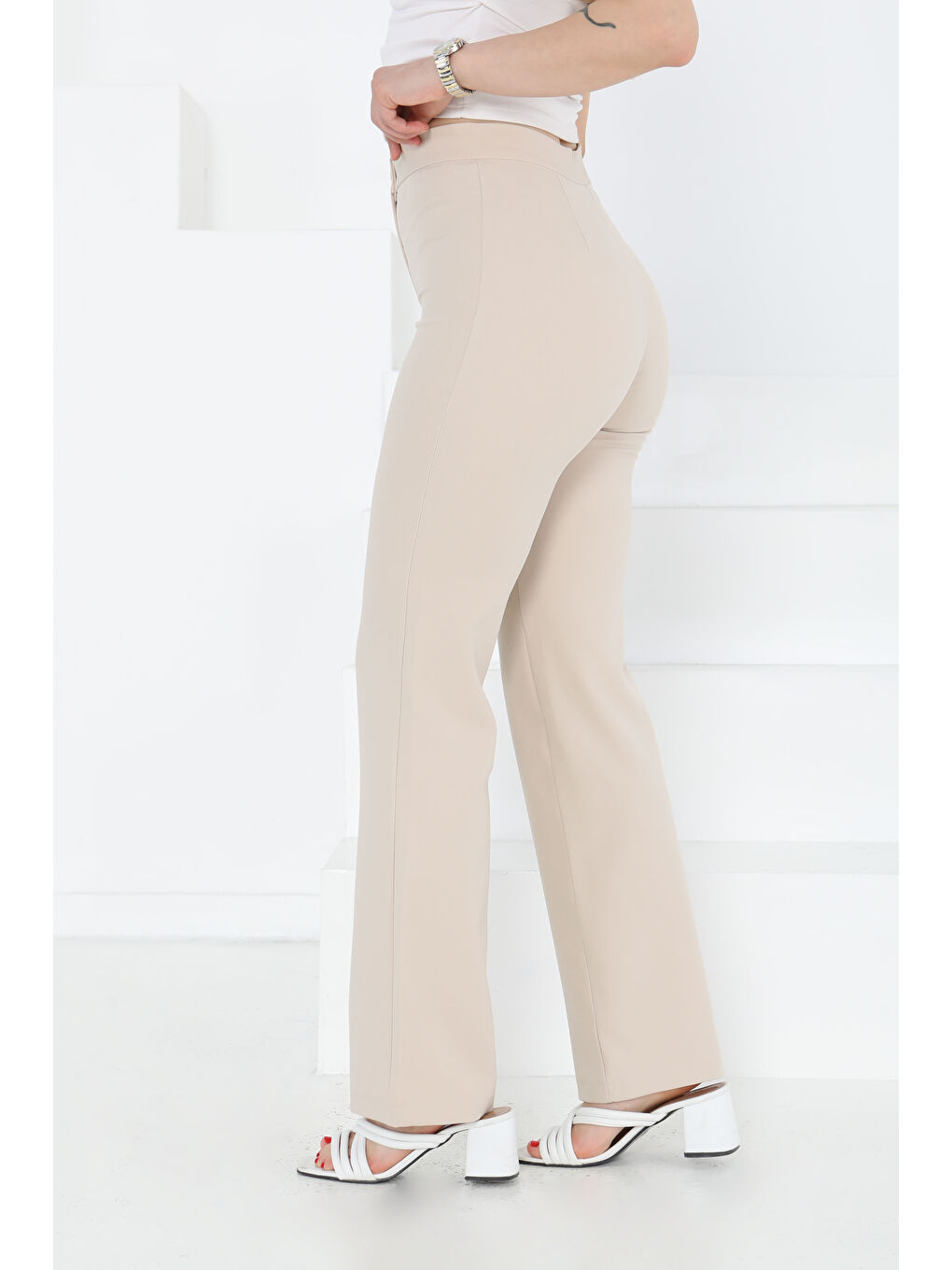 Kumaş Pantolon Bej - 27246-7