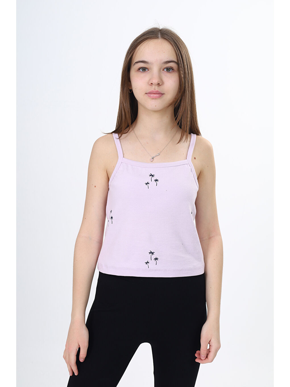 Lila Kız Çocuk Baskılı Atlet-3