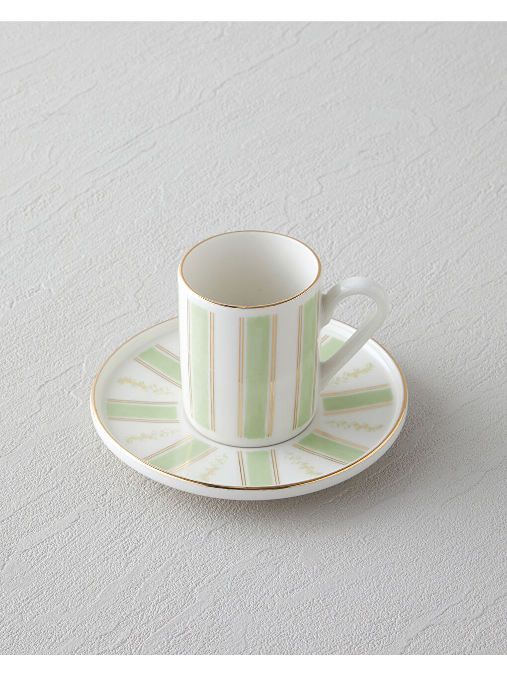 Mor Serenade Bone Porselen 4 Parça 2 Kişilik Kahve Fincan Takımı 90 ml Yeşil-Gold-2