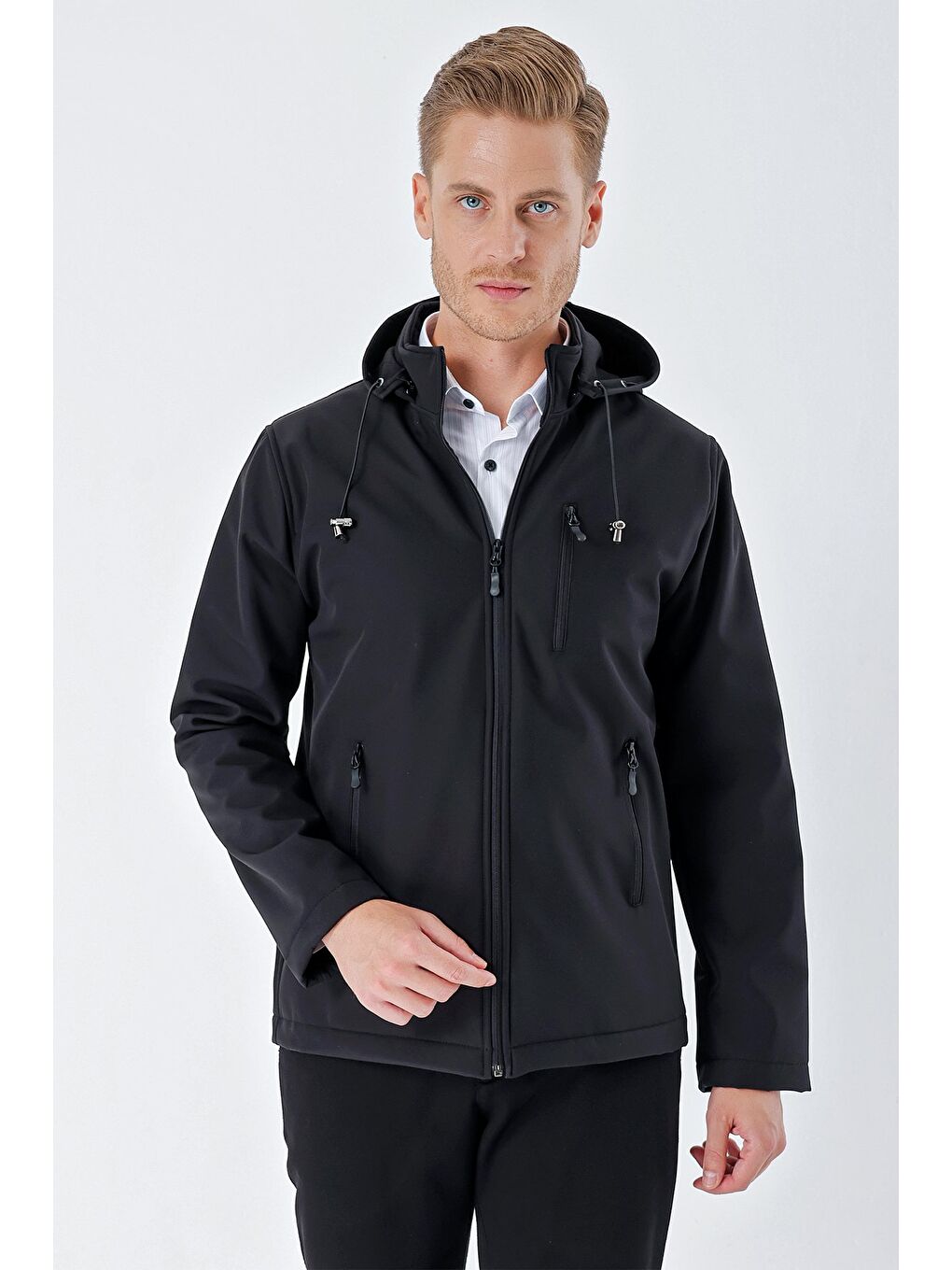 Siyah Kapüşonlu Astarlı Slim Fit Dar Kesim Casual Mont 1007235163