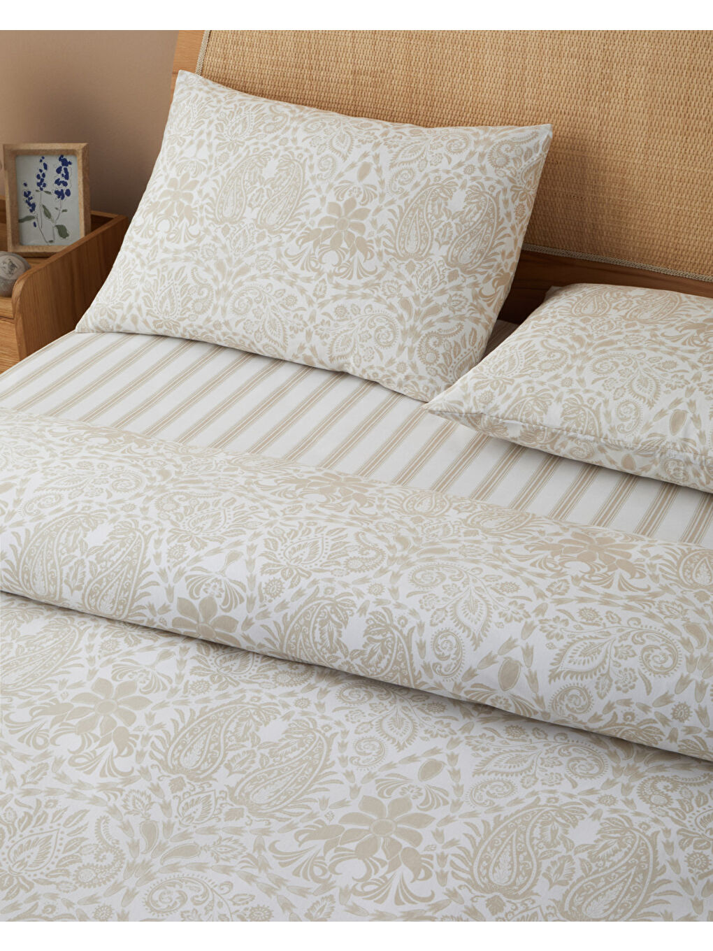 Boho Elegance Kolay Ütülenir Çarşaflı Çift Kişilik Nevresim Takımı 200x220 cm Bej-2