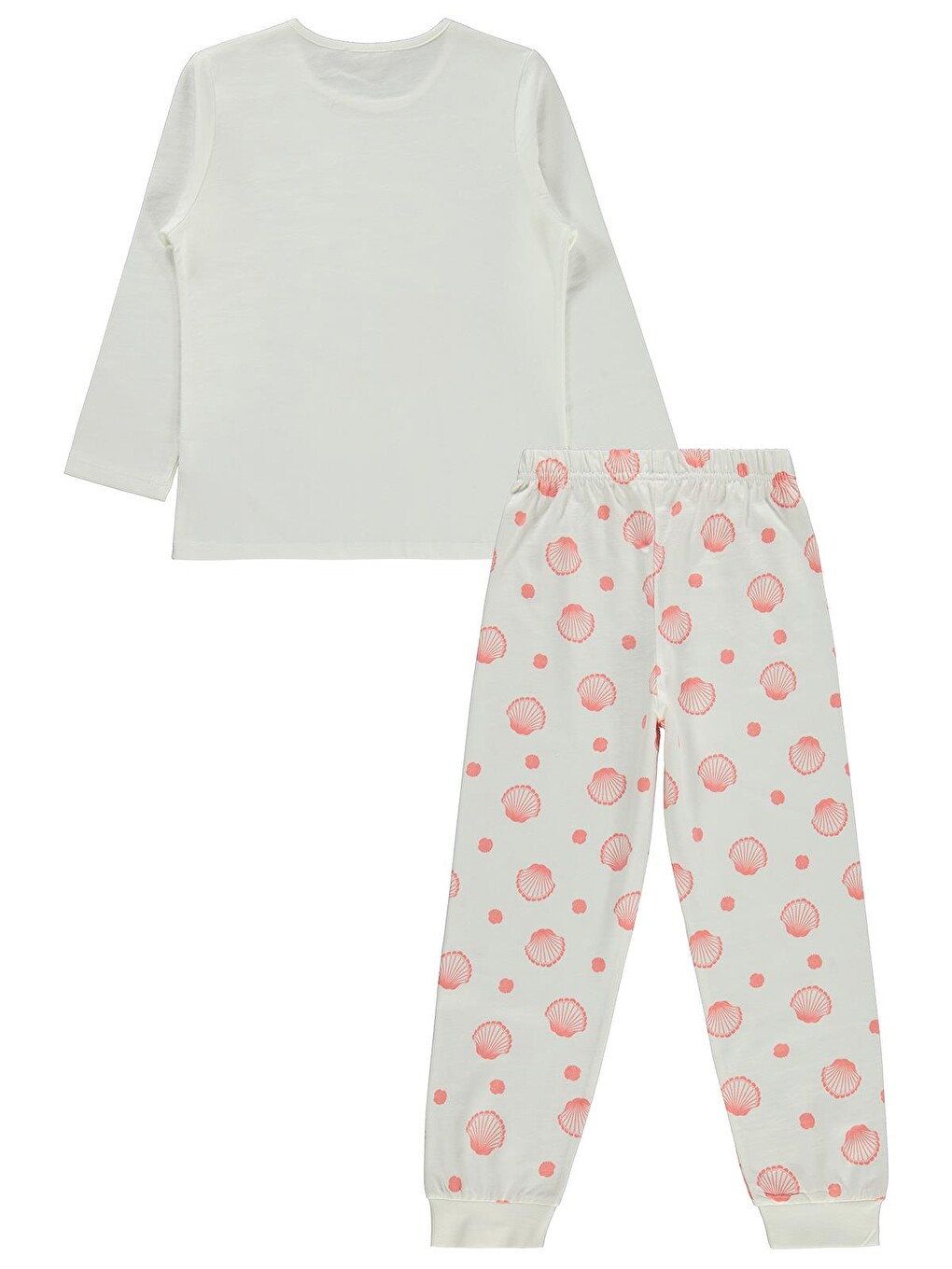 Girls Deniz Kabuğu Desenli 6-9 Yaş Pijama Takımı - Kırık Beyaz-2