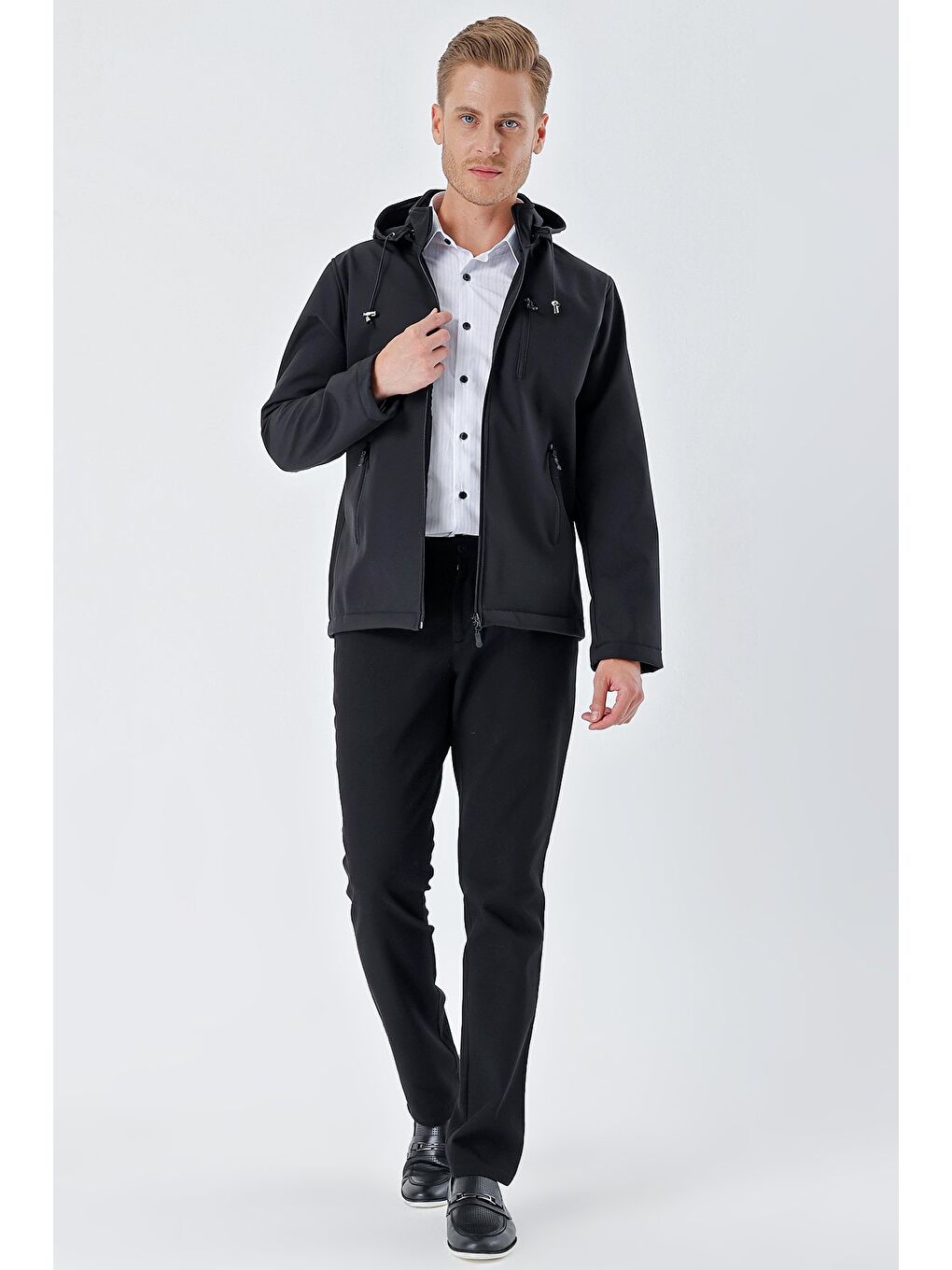 Siyah Kapüşonlu Astarlı Slim Fit Dar Kesim Casual Mont 1007235163-6