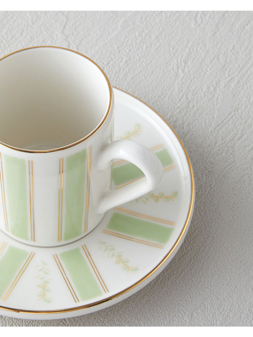 Mor Serenade Bone Porselen 4 Parça 2 Kişilik Kahve Fincan Takımı 90 ml Yeşil-Gold-3
