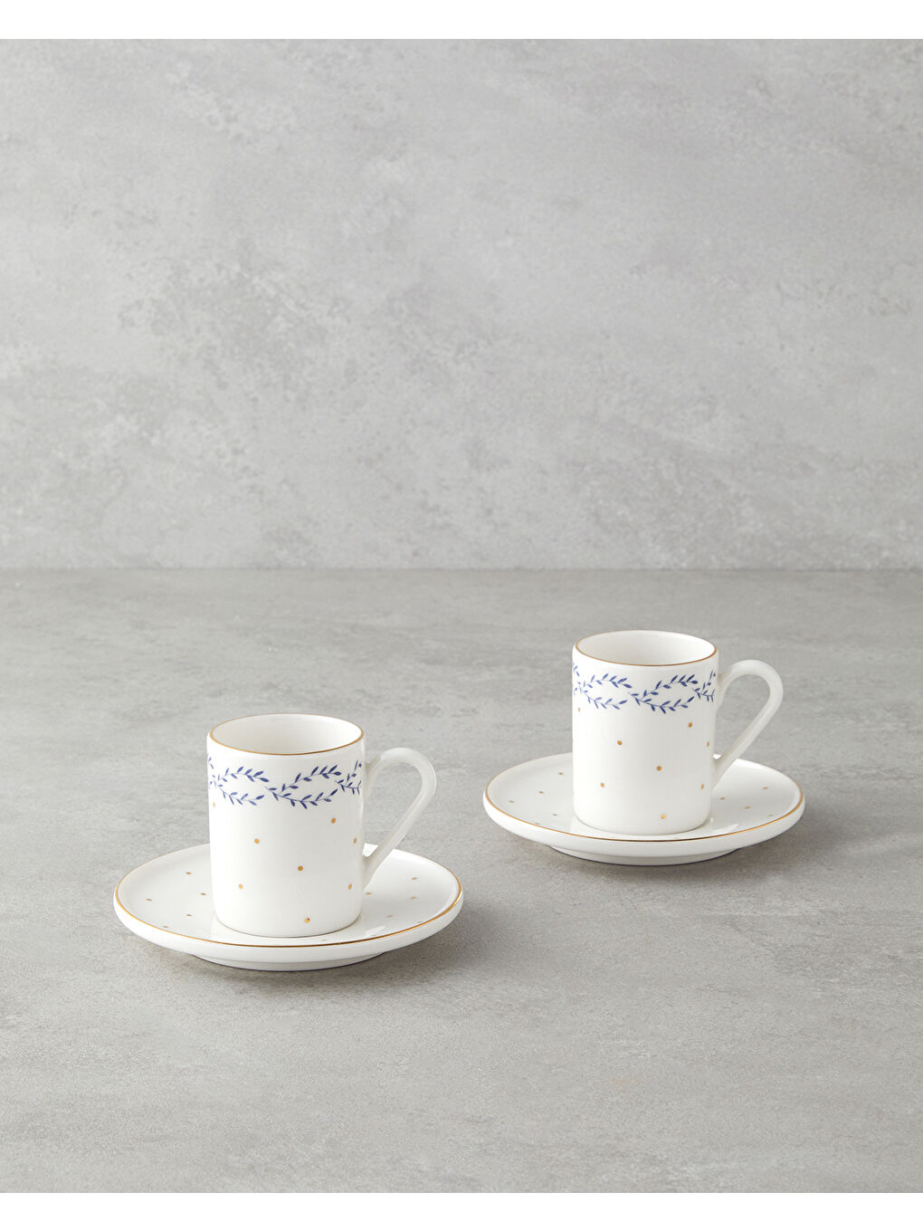Sarı Blossia Bone Porselen 4 Parça 2 Kişilik Kahve Fincan Takımı 90 ml Mavi Gold